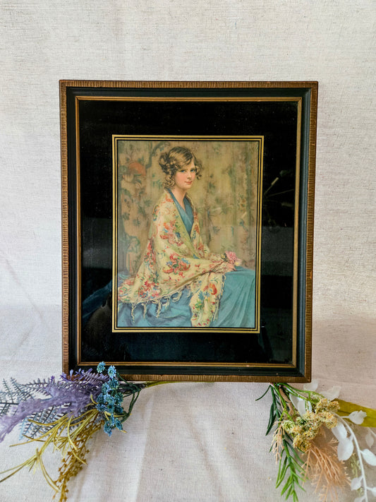 Antique 1920's Alice Blue Gown Framed Art