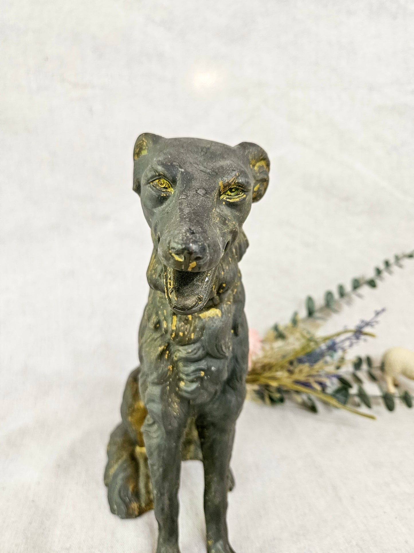 Antique Russian Wolfhound/Borzoi Bronze Detailed Statue