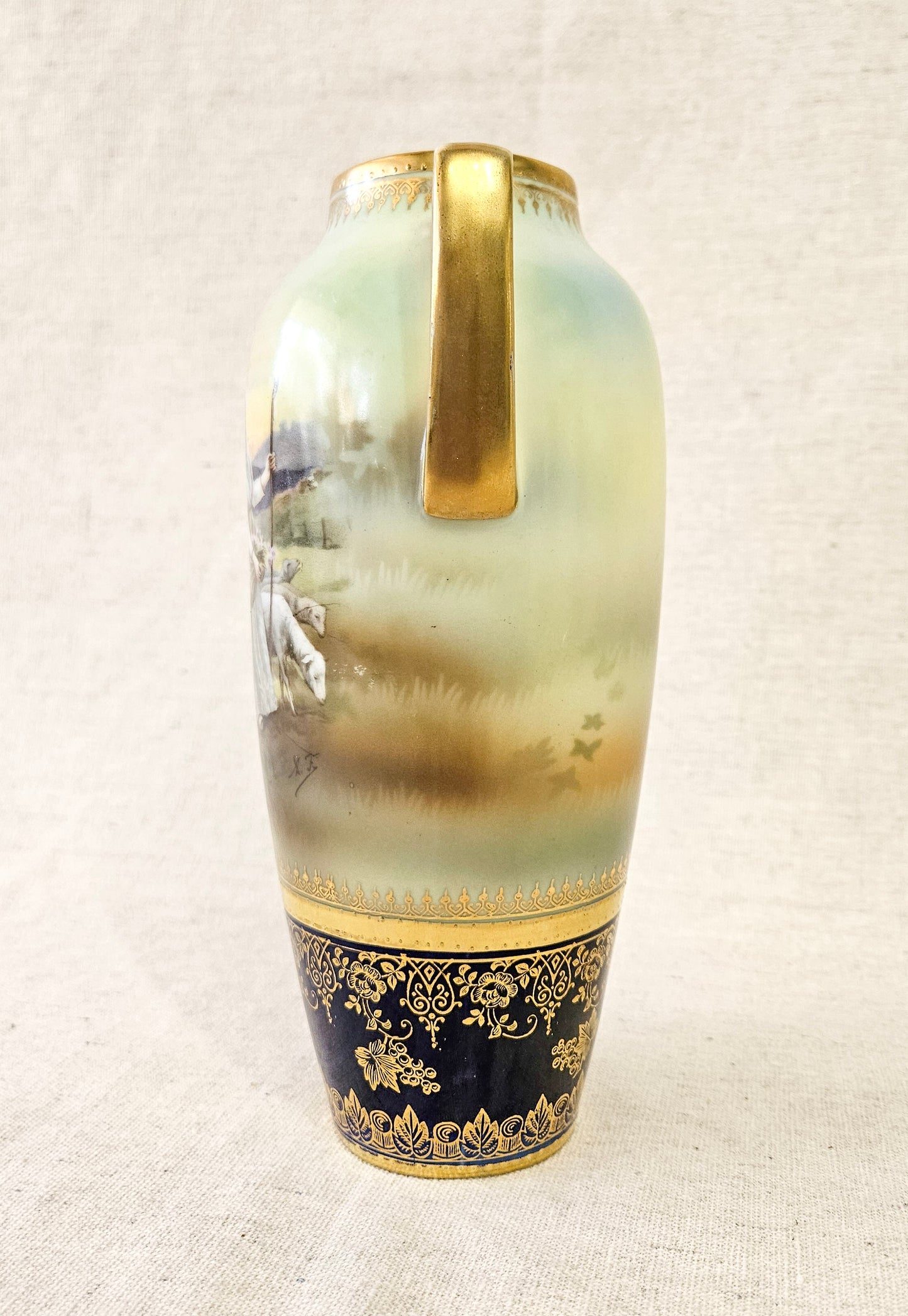 R.S. Suhl Vase Two Shepherdess in a Field
