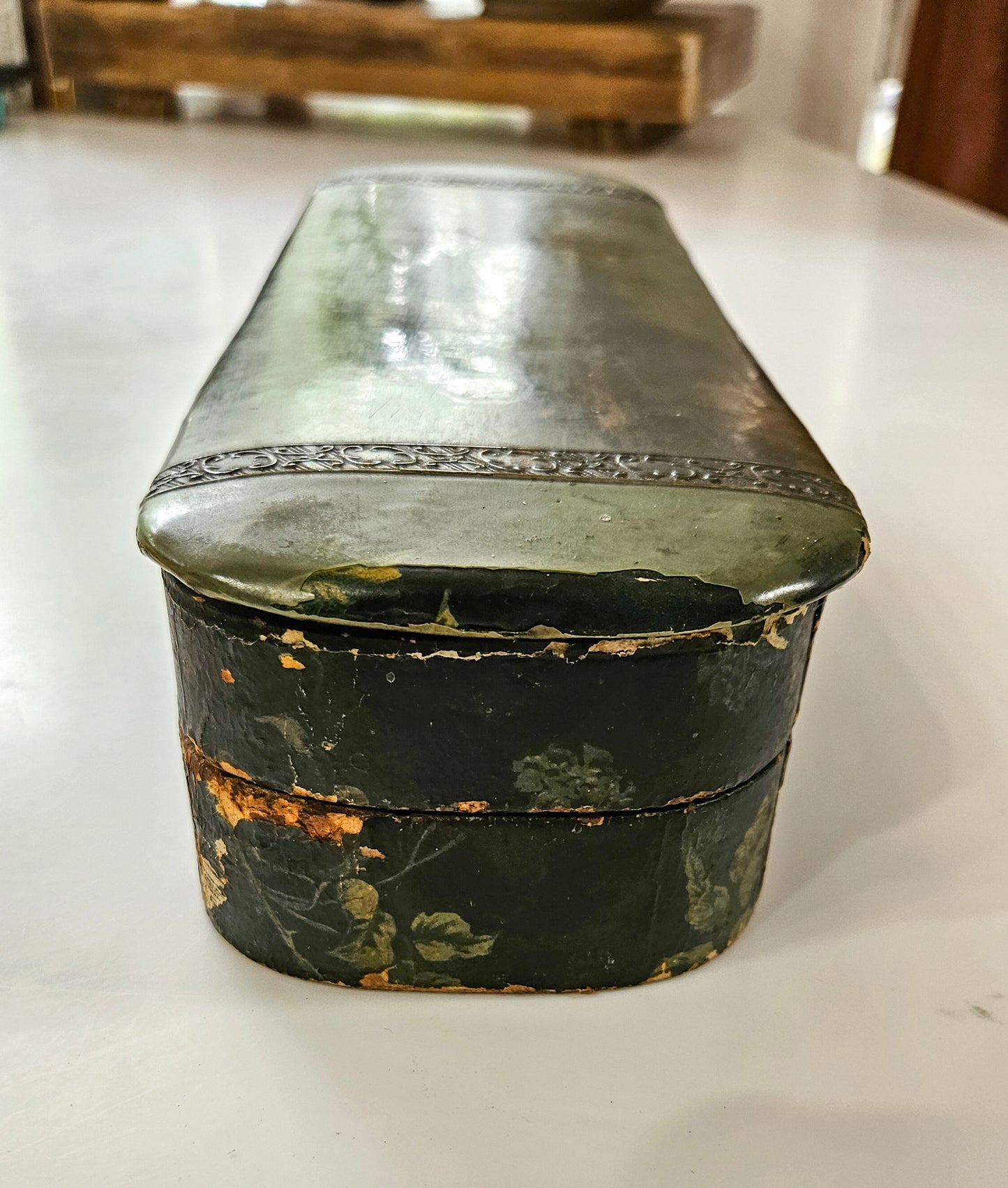 1800's Victorian Celluloid Necktie or Glove Box Cattle Scene