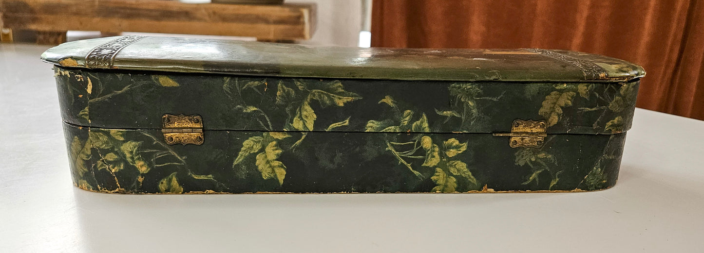 1800's Victorian Celluloid Necktie or Glove Box Cattle Scene