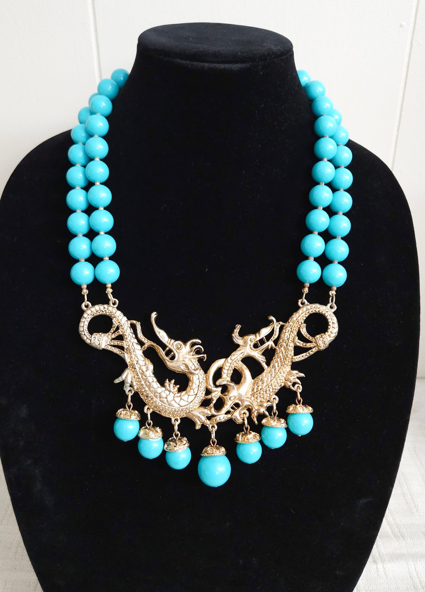 Vintage Dragon Pendant Statement Necklace