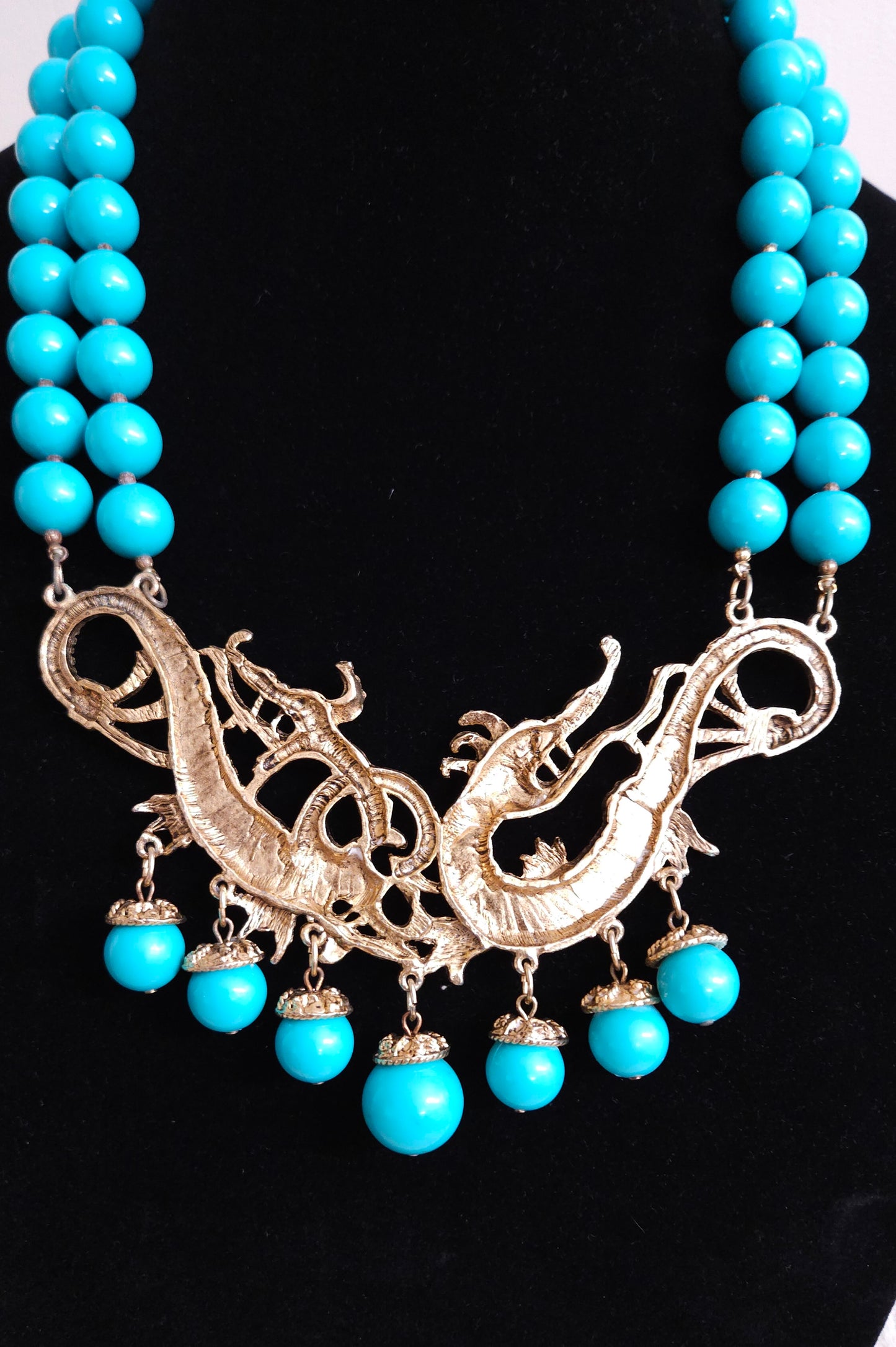 Vintage Dragon Pendant Statement Necklace