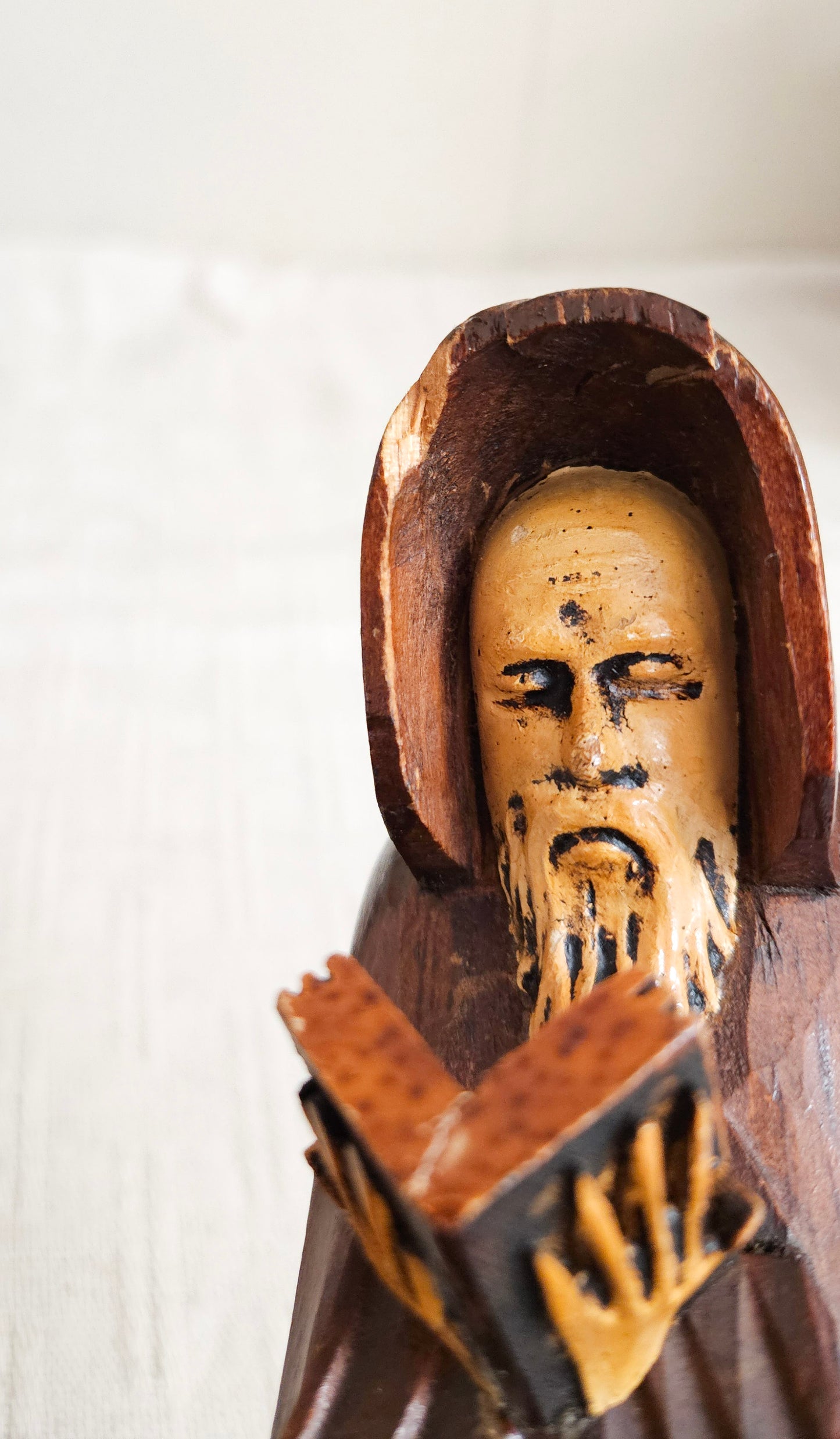 Religious Monk/Saint Hand carved Wooden Bookends Library Decor