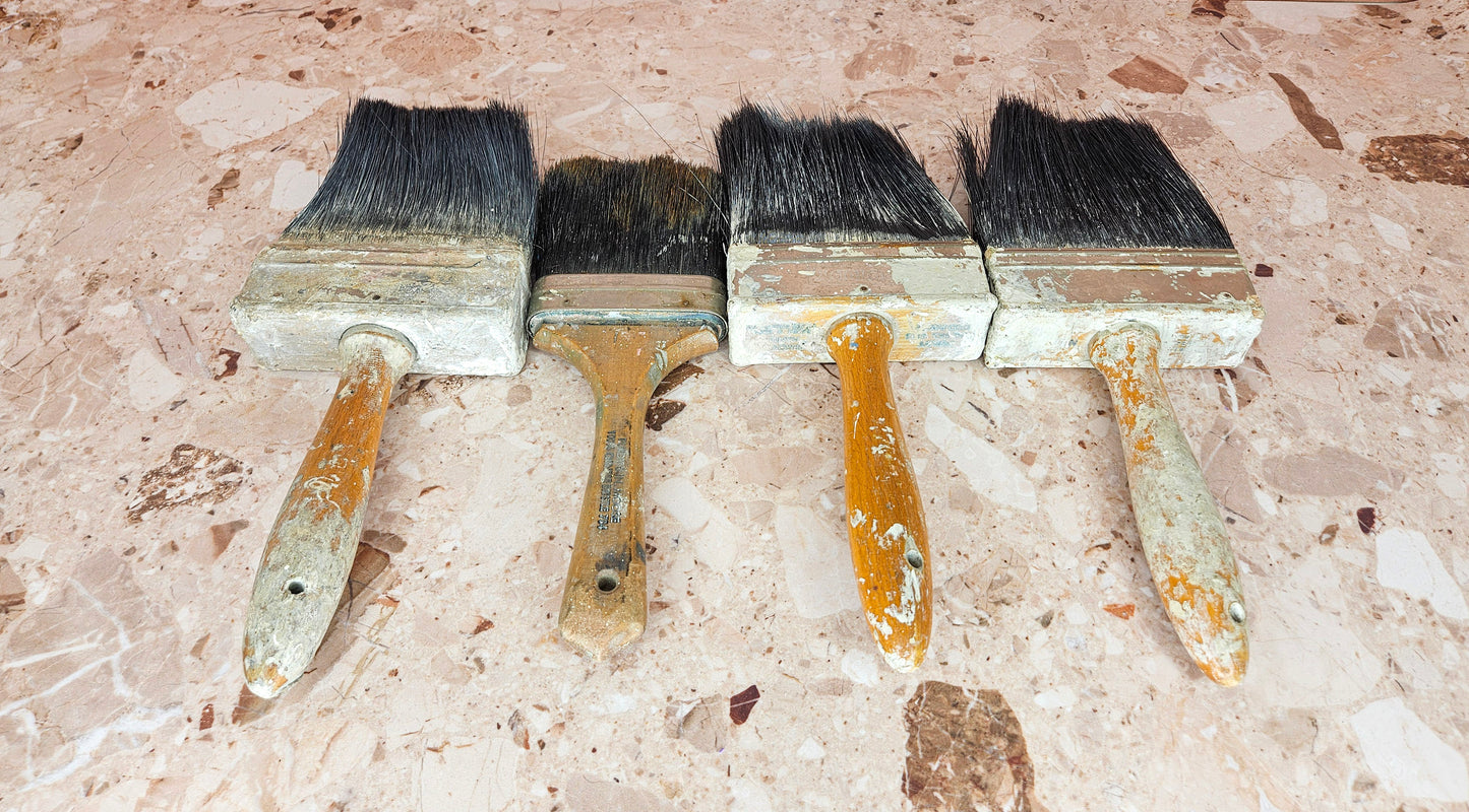Vintage Large Wooden Handled Paint Brushes