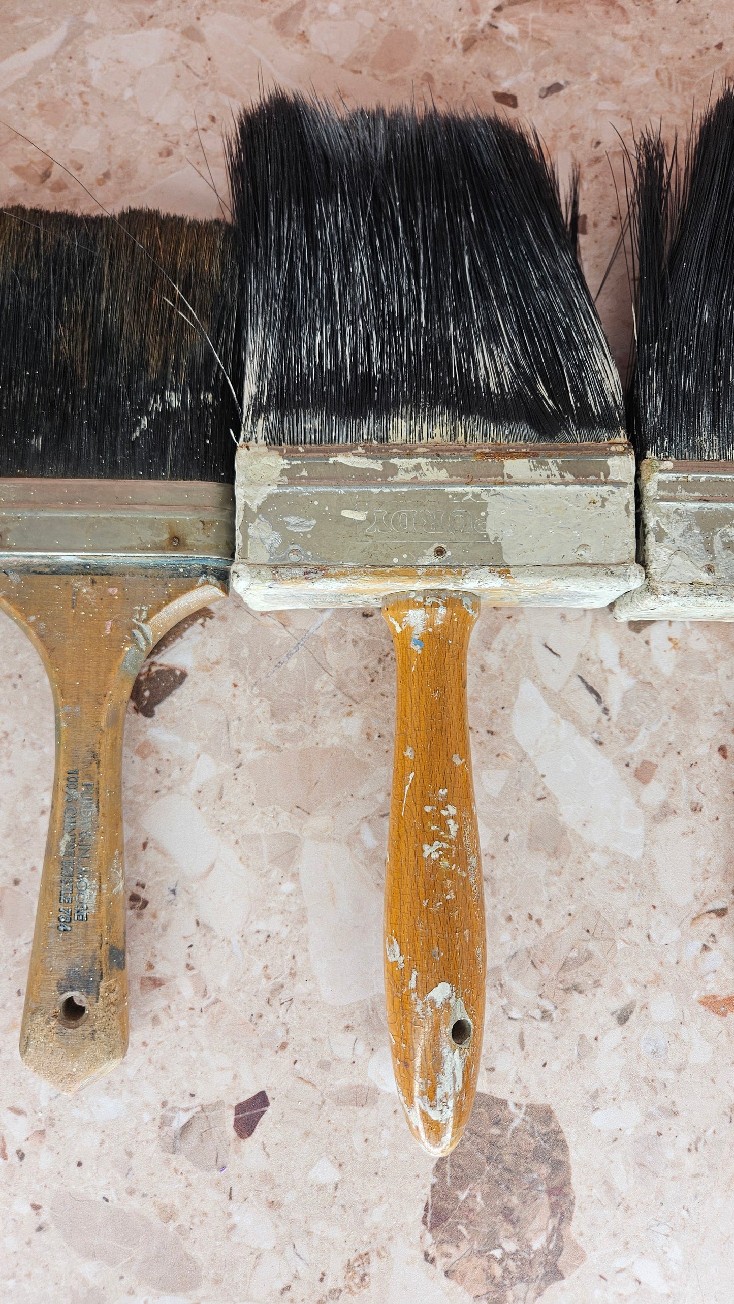 Vintage Large Wooden Handled Paint Brushes