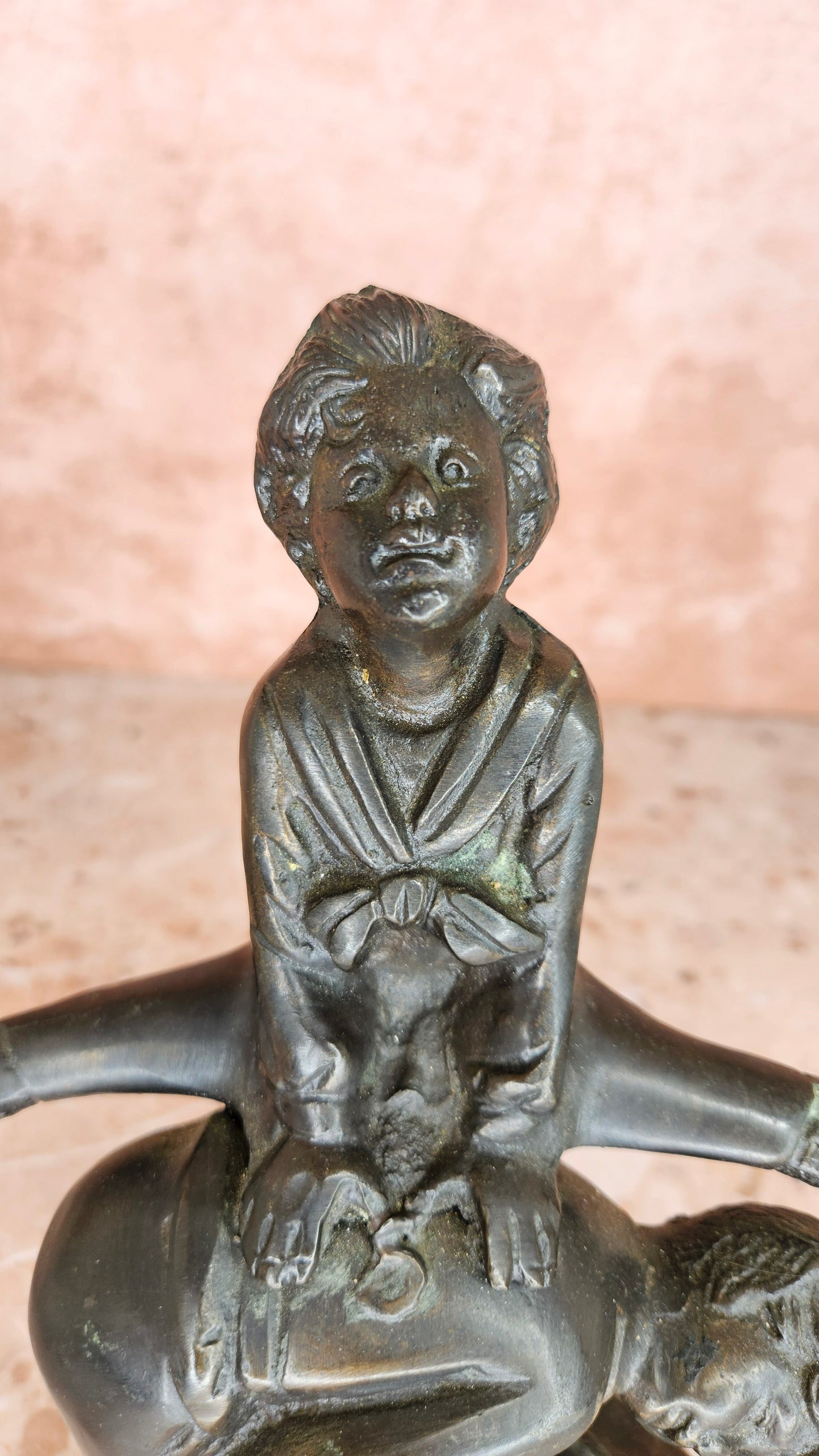 Cast Bronze Sculpture Boy and Girl Playing Leap Frog Andrea Sadek