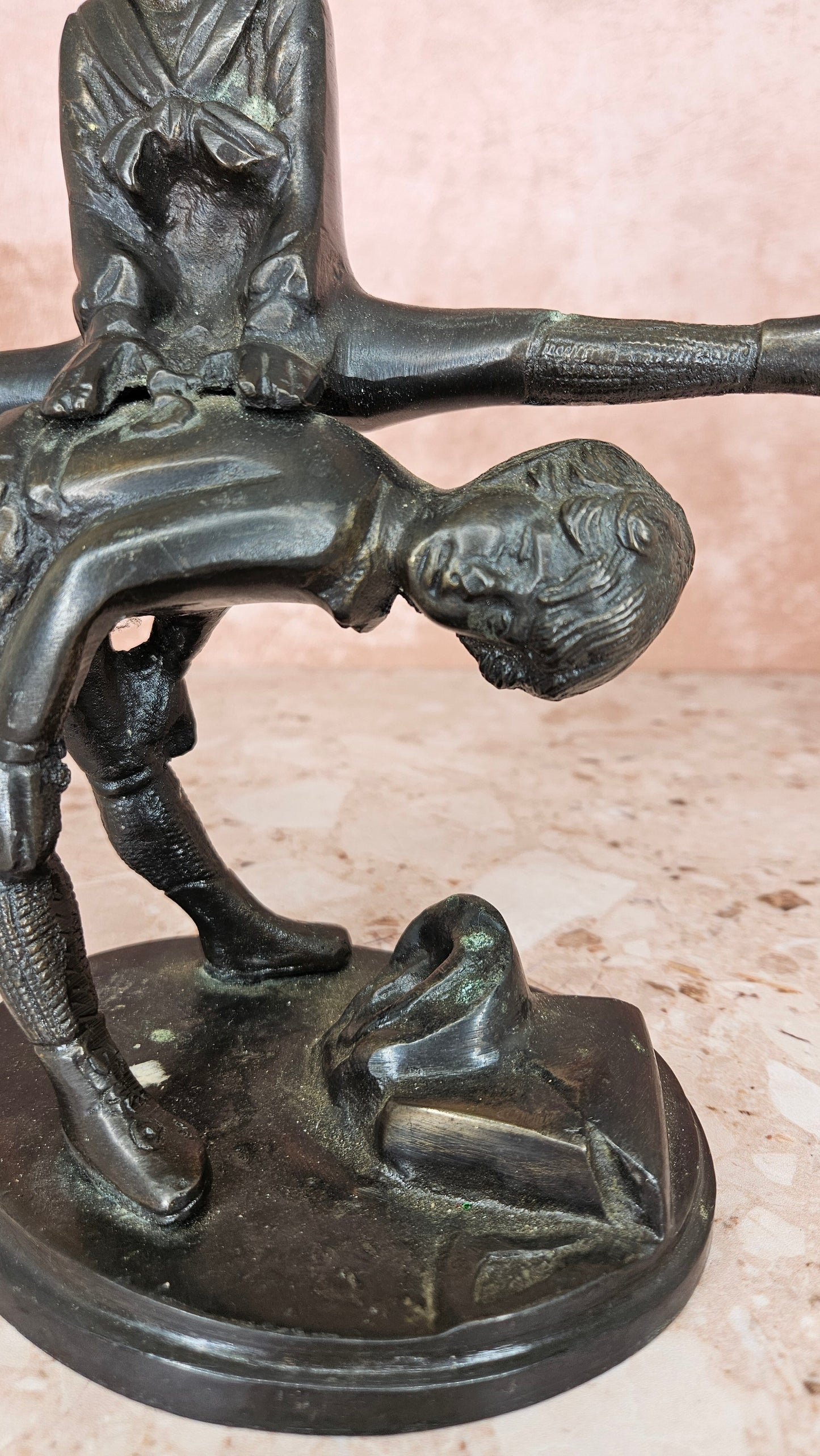 Cast Bronze Sculpture Boy and Girl Playing Leap Frog Andrea Sadek