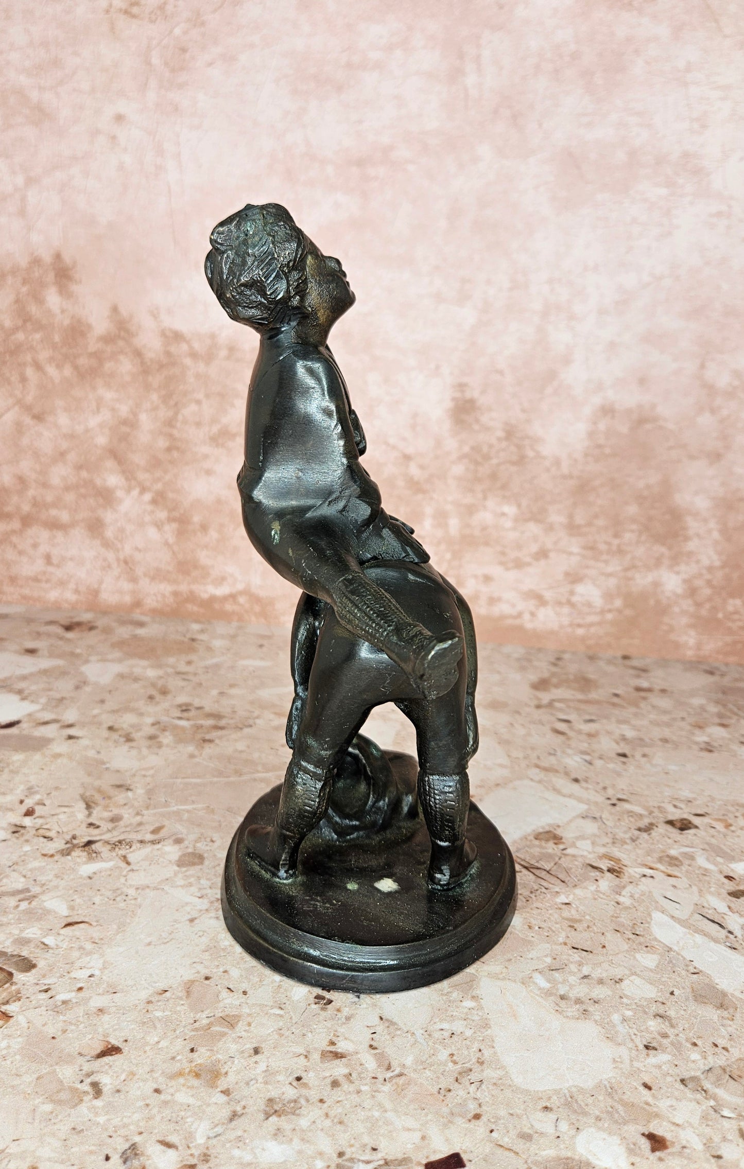 Cast Bronze Sculpture Boy and Girl Playing Leap Frog Andrea Sadek