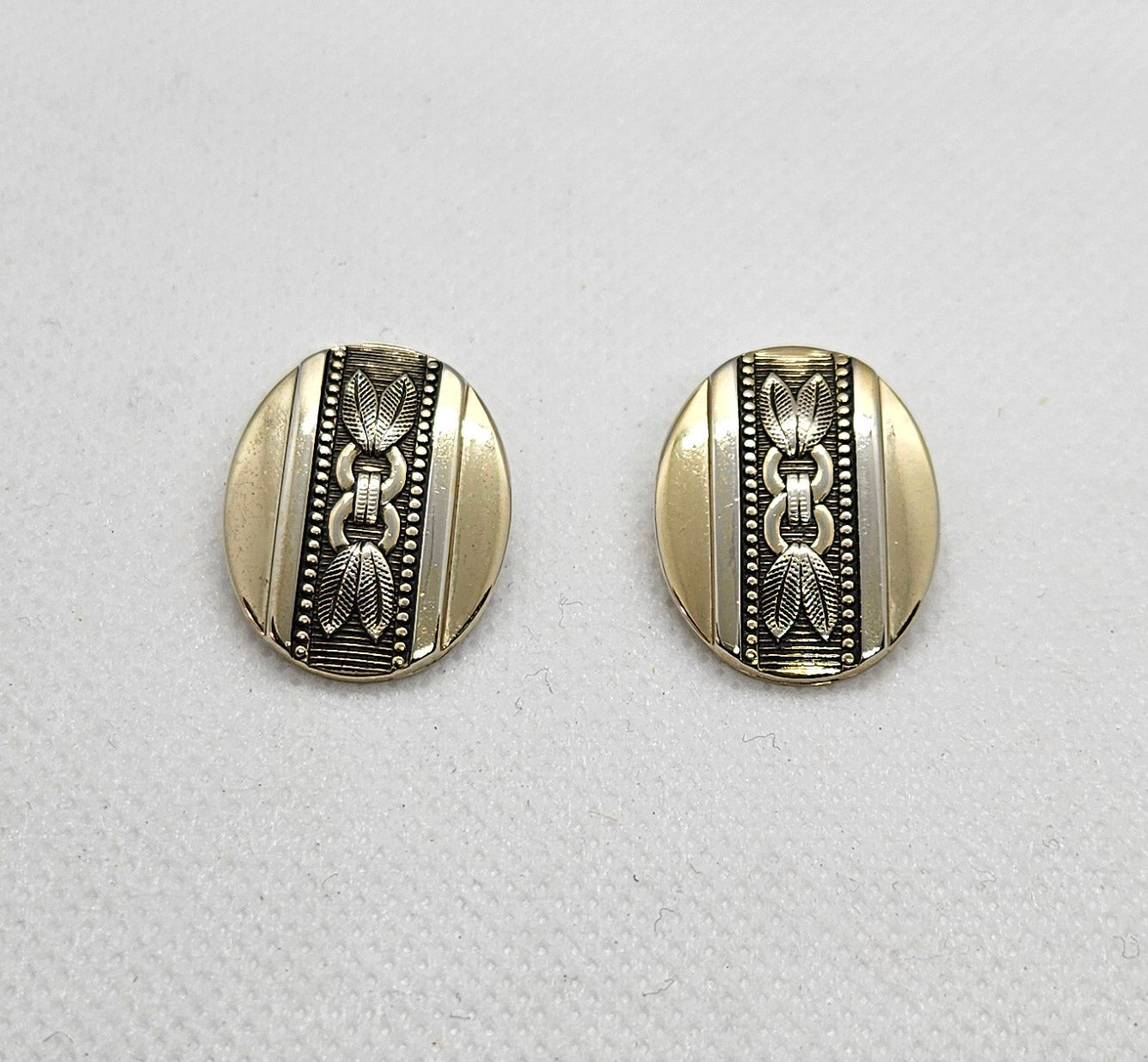 Whiting & Davis Co. Two Tone Art Deco Clip On Earrings