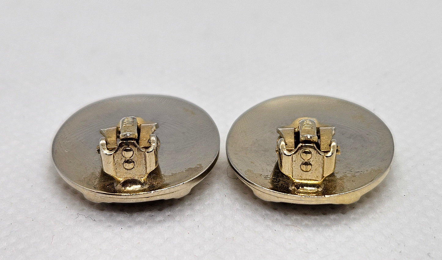 Whiting & Davis Co. Two Tone Art Deco Clip On Earrings