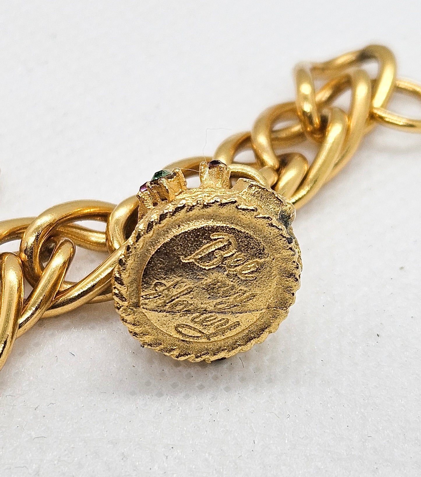 Vintage HOBCO Starter Gold tone Charm Bracelet, House of Borvani