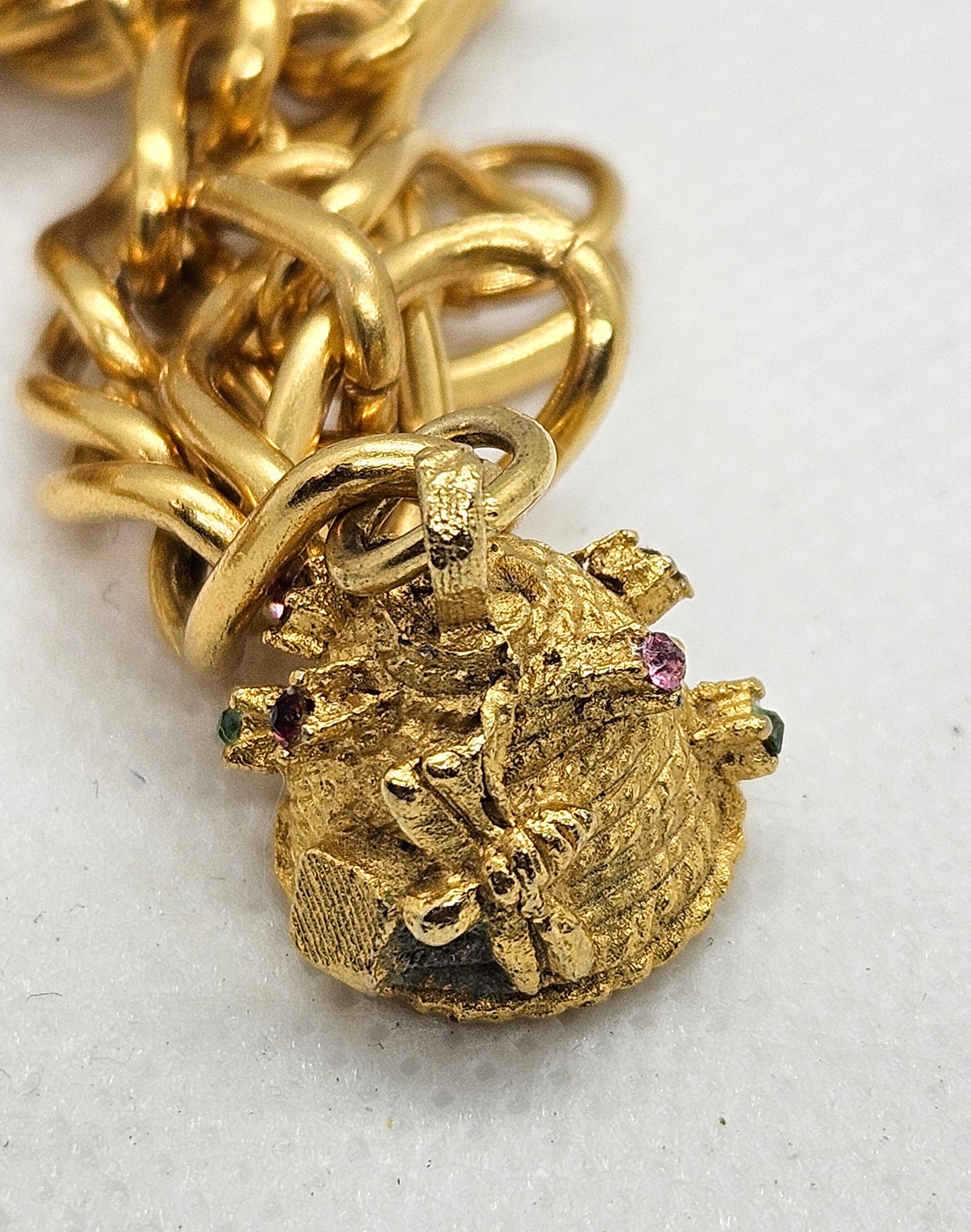 Vintage HOBCO Starter Gold tone Charm Bracelet, House of Borvani