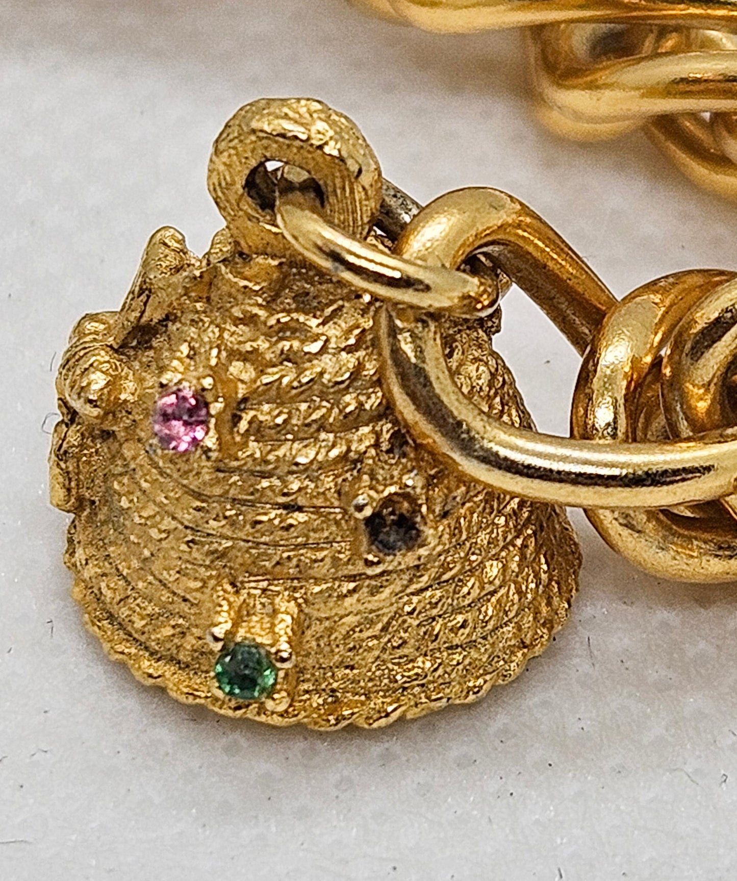 Vintage HOBCO Starter Gold tone Charm Bracelet, House of Borvani