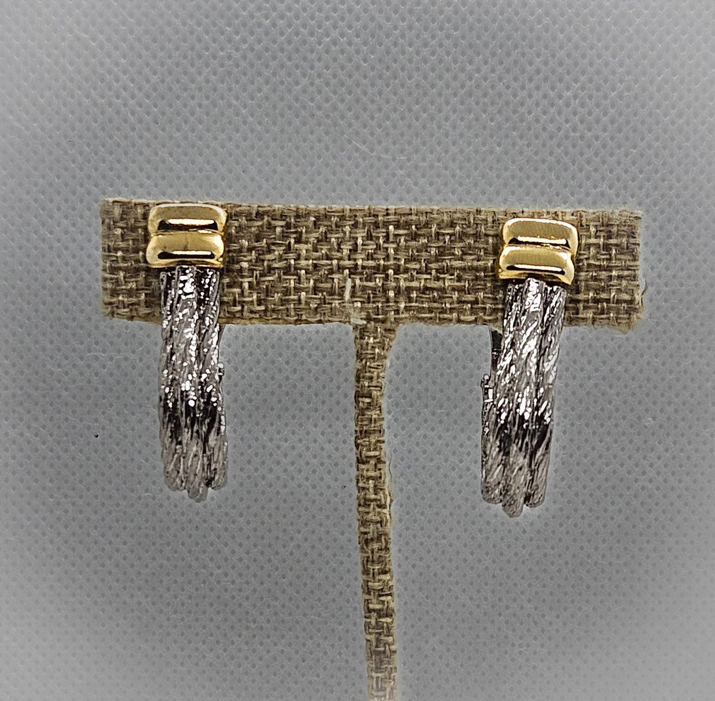 Vintage Paolo Gucci Two Tone Rope Hoop Clip On Earrings