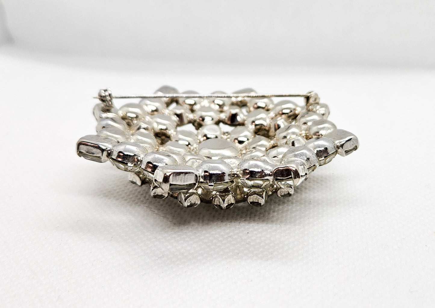 Glamorous Multidimensional Clear Rhinestone Statement Brooch Early 20th Century