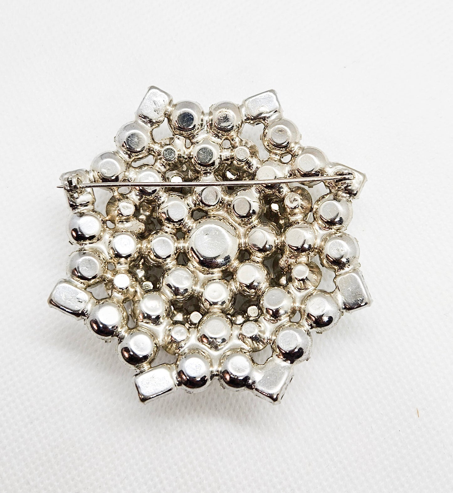 Glamorous Multidimensional Clear Rhinestone Statement Brooch Early 20th Century