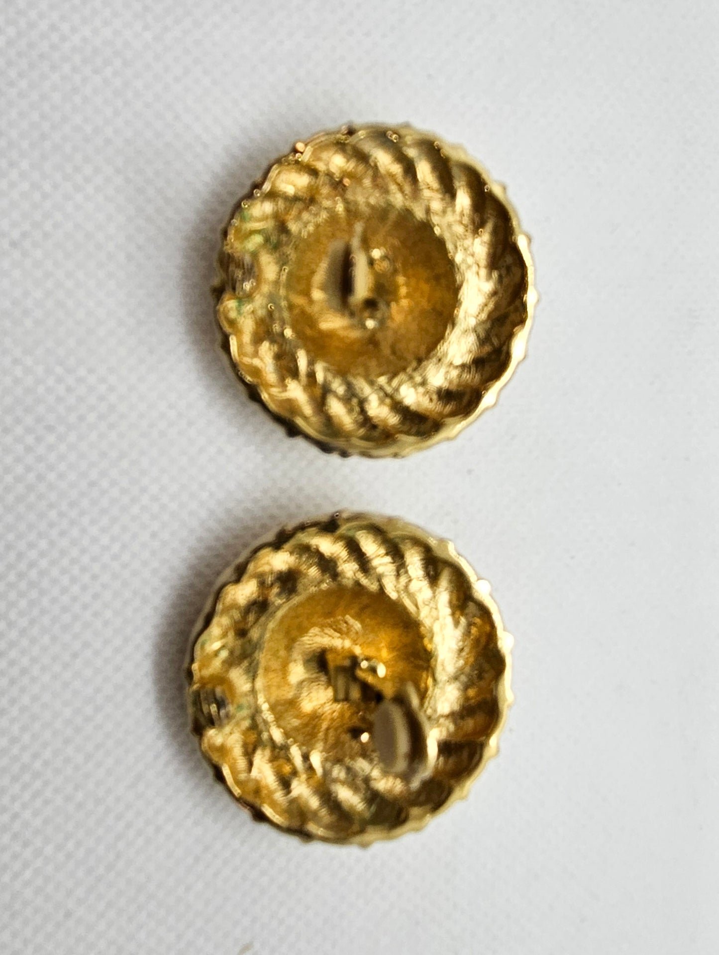 Vintage Enamel & Gold-tone Lion Head Chunky Clip On Earrings