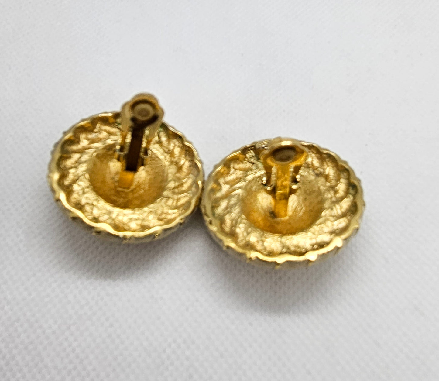 Vintage Enamel & Gold-tone Lion Head Chunky Clip On Earrings