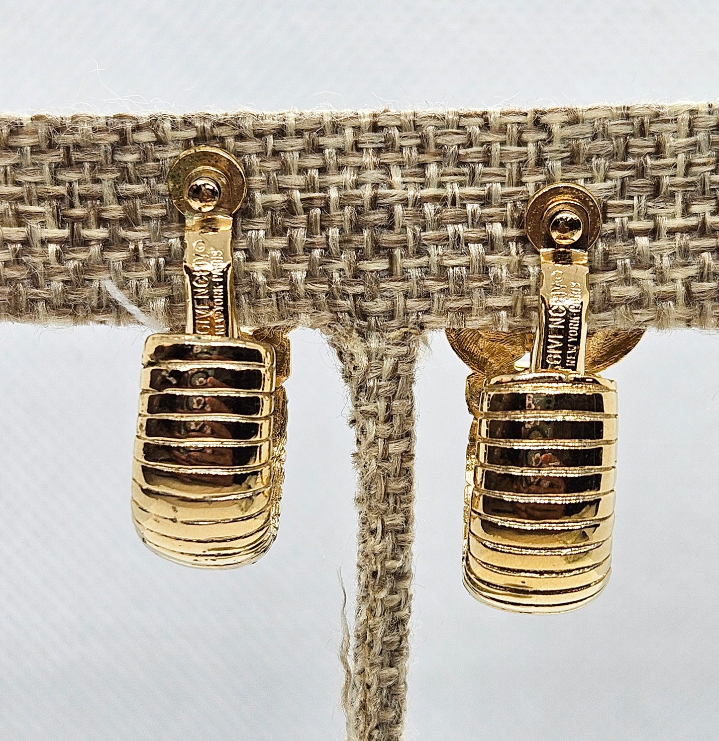 Givenchy New York Paris Gold-tone & Tricolor Rhinestone Hoop Clip-On Earrings