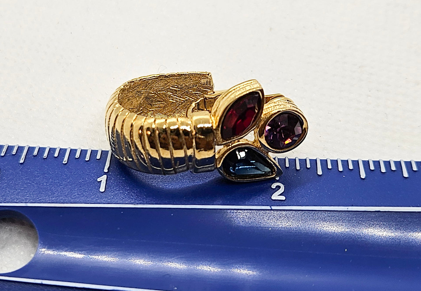Givenchy New York Paris Gold-tone & Tricolor Rhinestone Hoop Clip-On Earrings