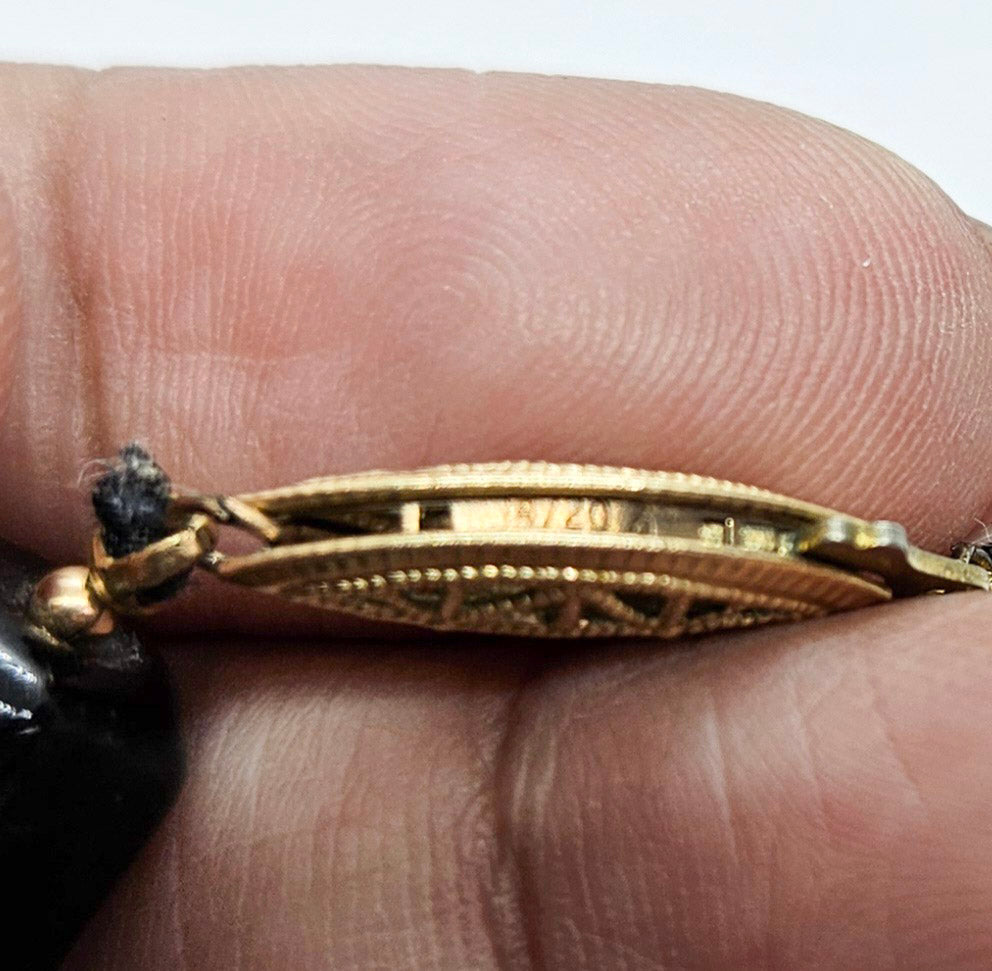 Vintage Black Quartz and Glass Bicone Beads Gold Filled Box Clasp Necklace