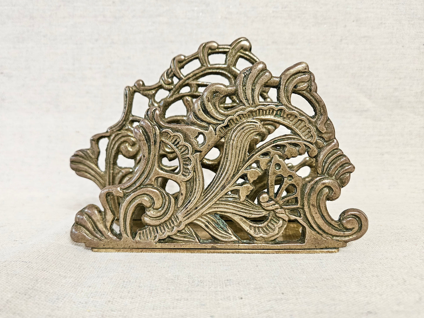Vintage Ornate Brass Napkin Holder, Letter Holder - Teleflora