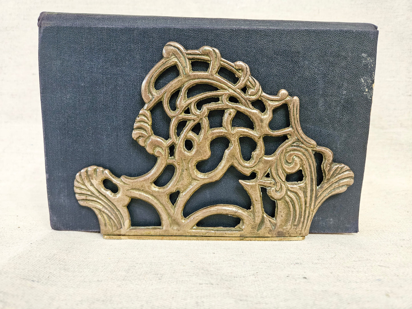Vintage Ornate Brass Napkin Holder, Letter Holder - Teleflora
