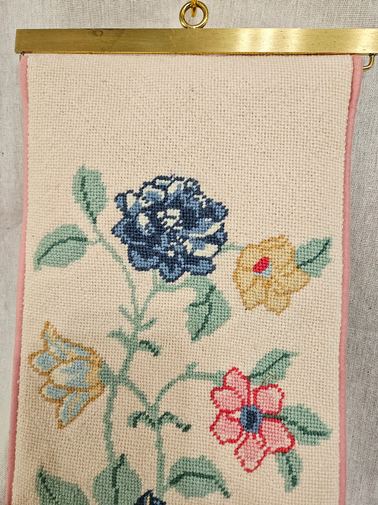 Needle Point Floral Vine Bell Pull