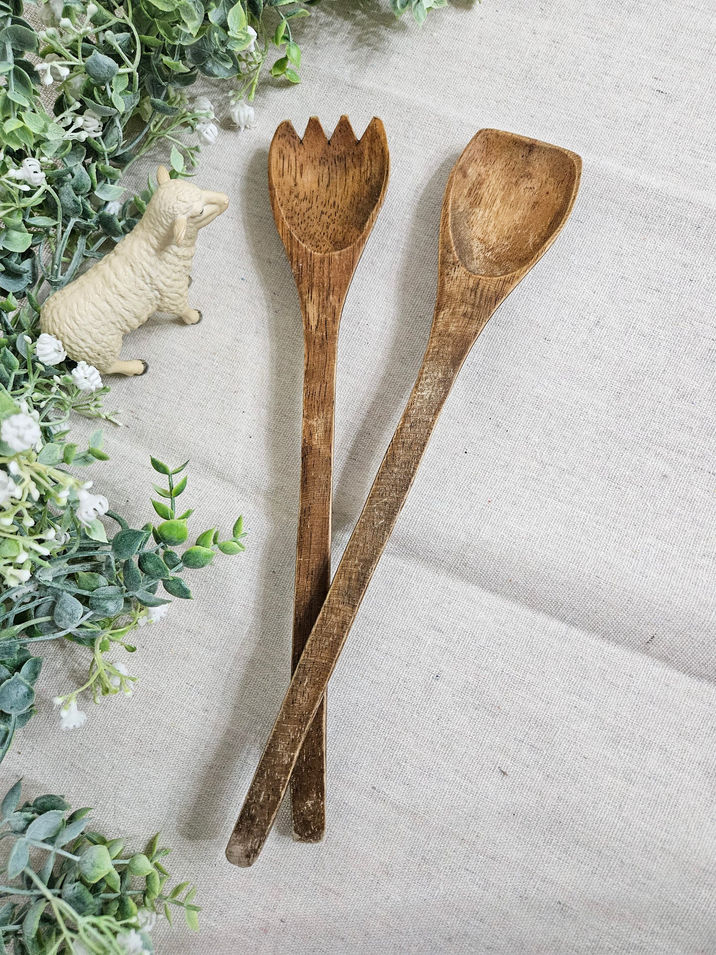 Primitive Hand carved Wooden Spoon Set