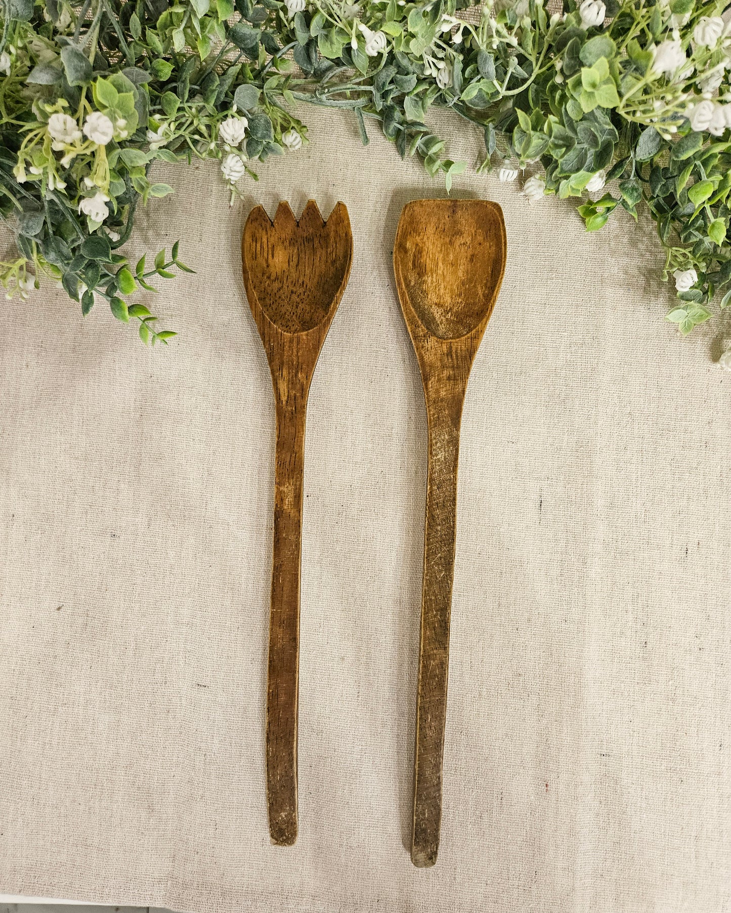 Primitive Hand carved Wooden Spoon Set