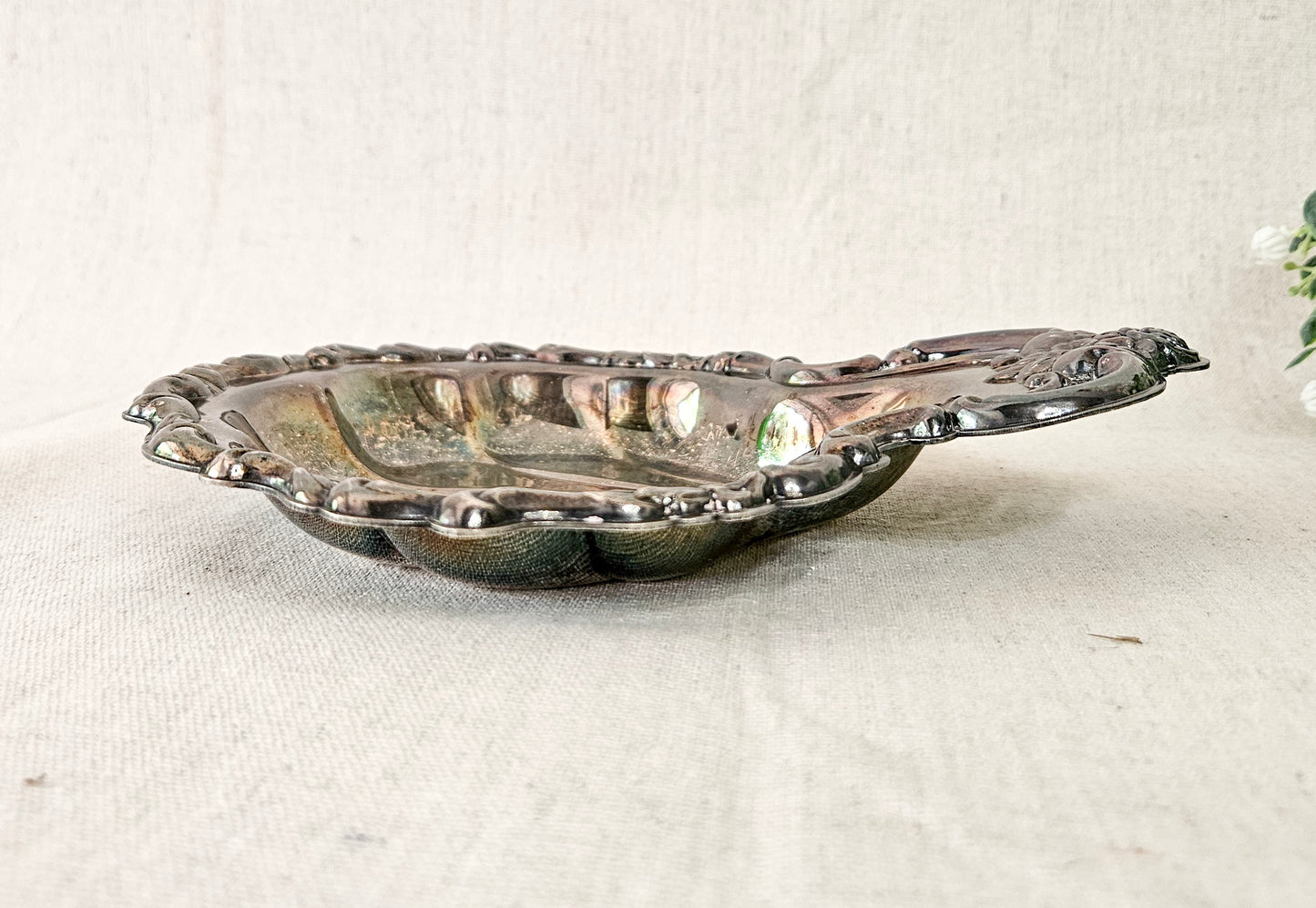 Rococo Revival Silver Plate Clam Shell Trinket Tray