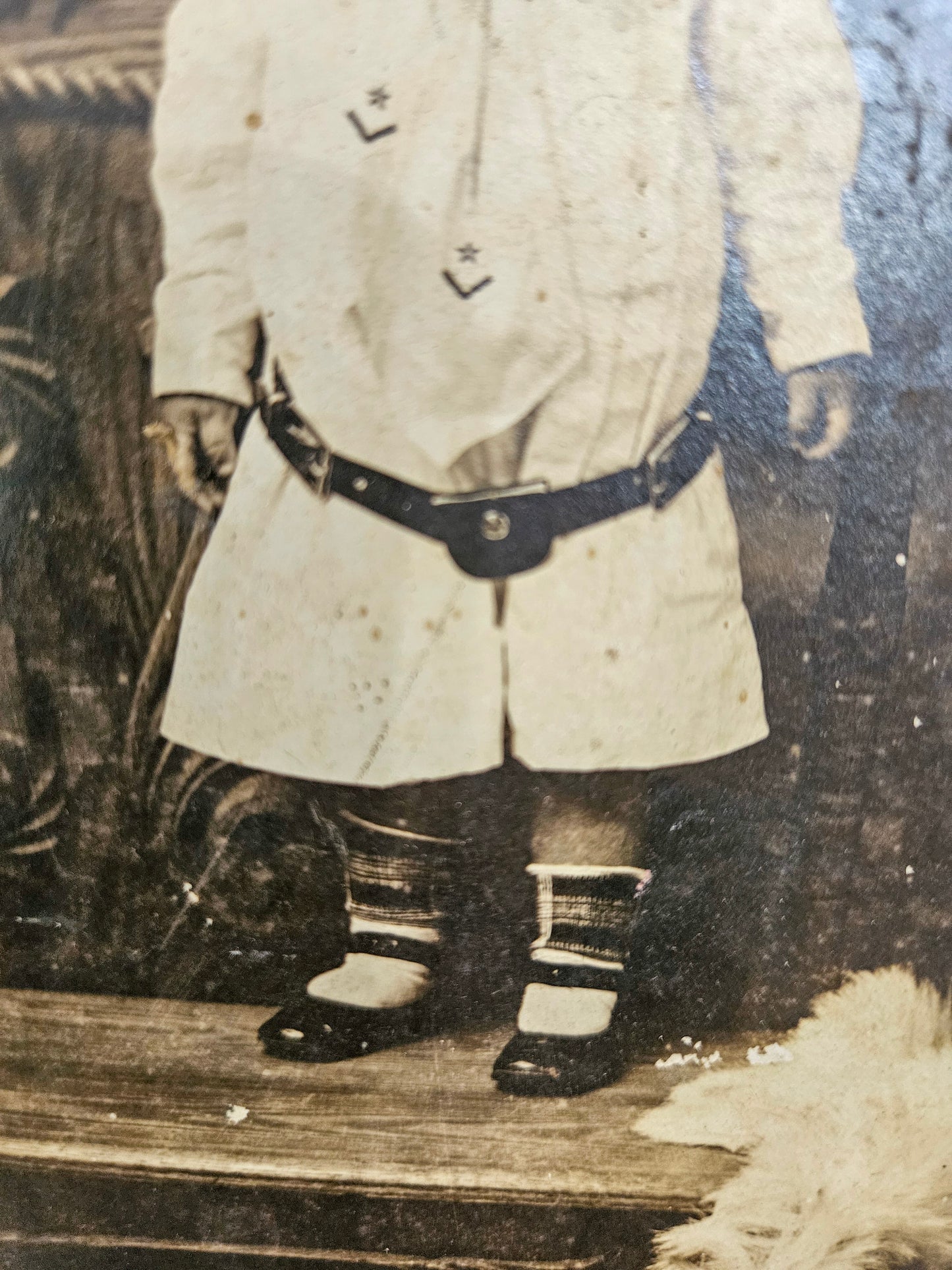 Antique Studio Cabinet Photo of Very Young Child