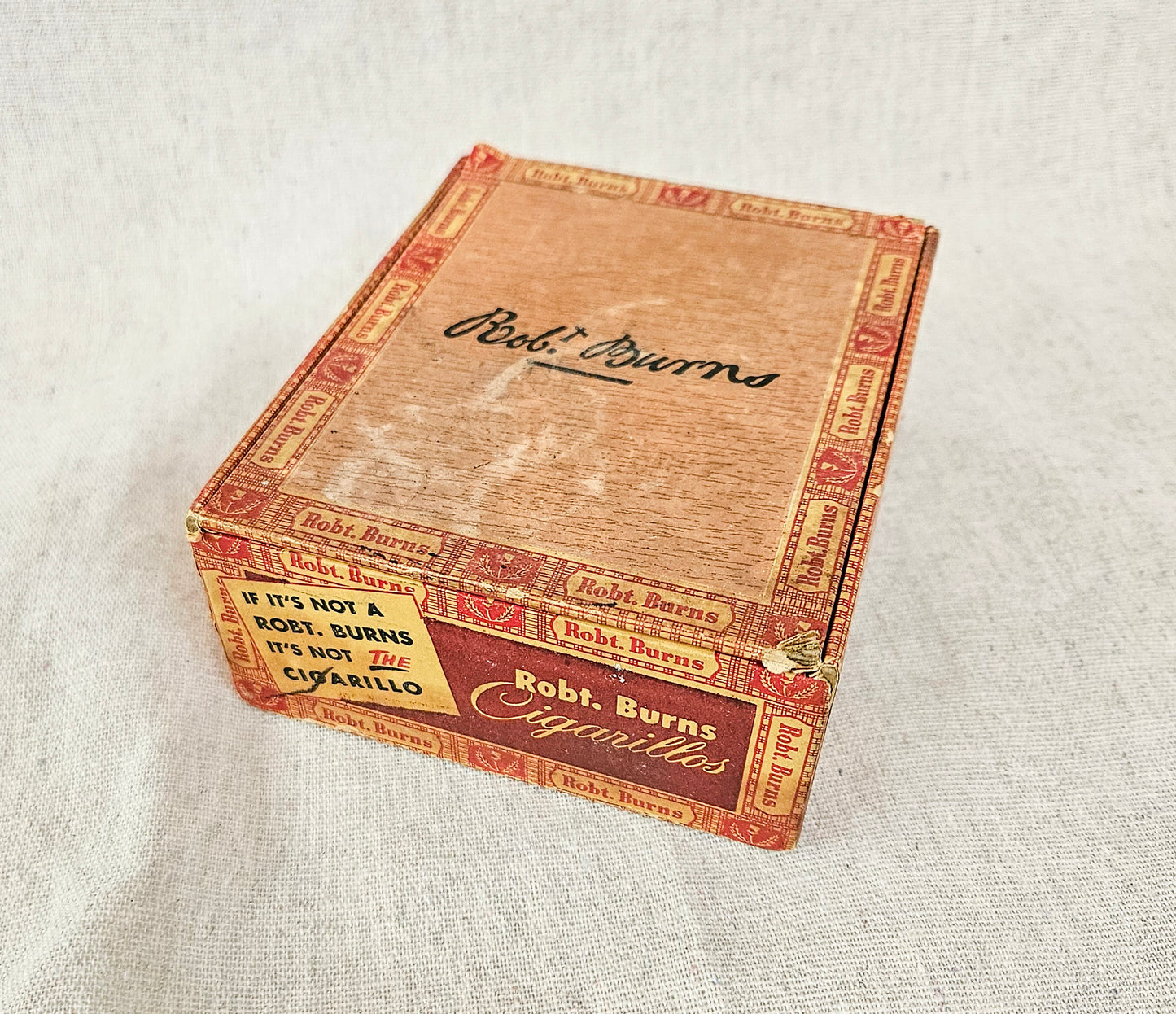 Vintage 1954 Robt. Burns Cigarillos box, General Cigar Co, Pennsylvania