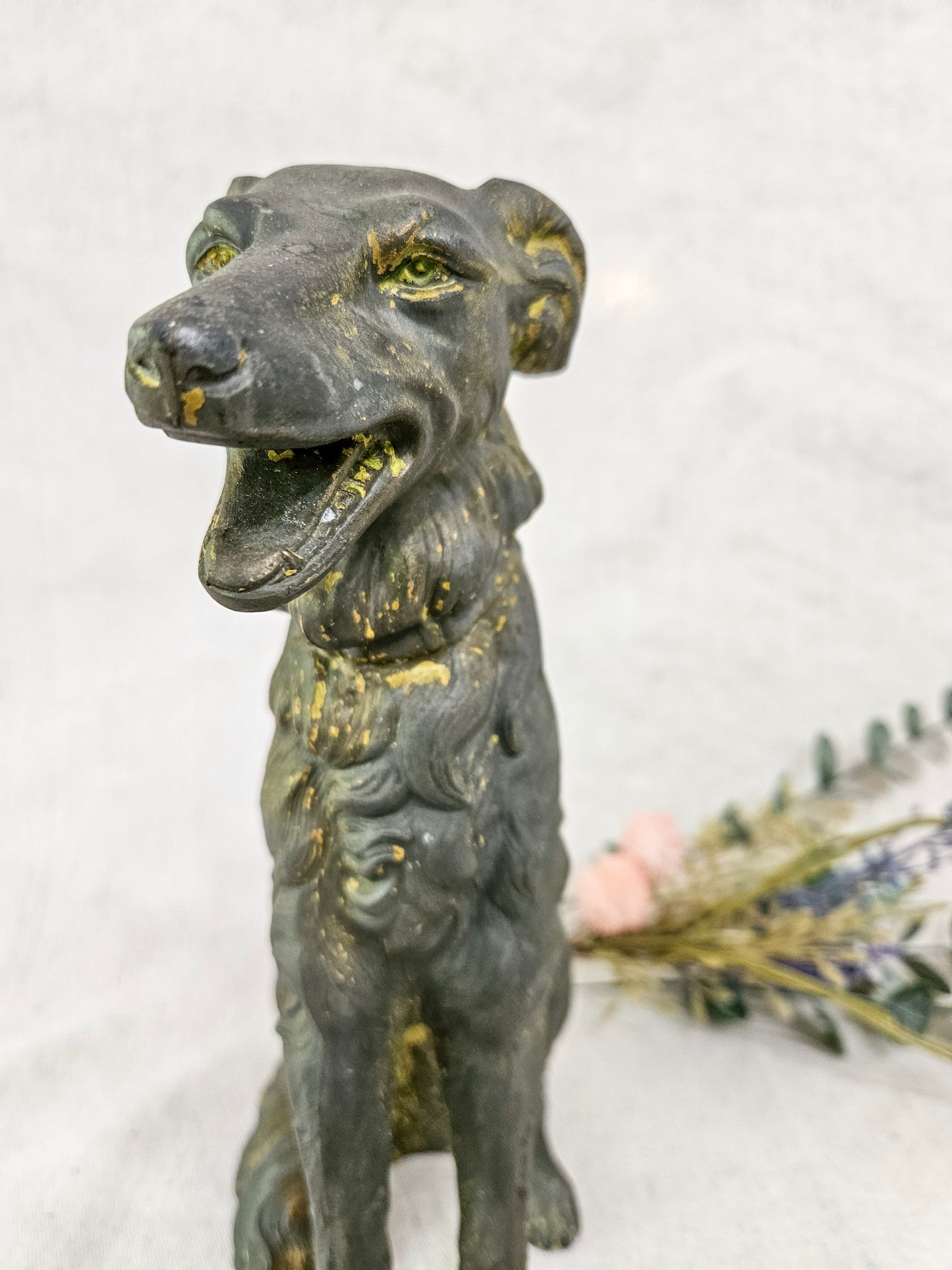 Antique  Russian Wolfhound/Borzoi Bronze Detailed Statue