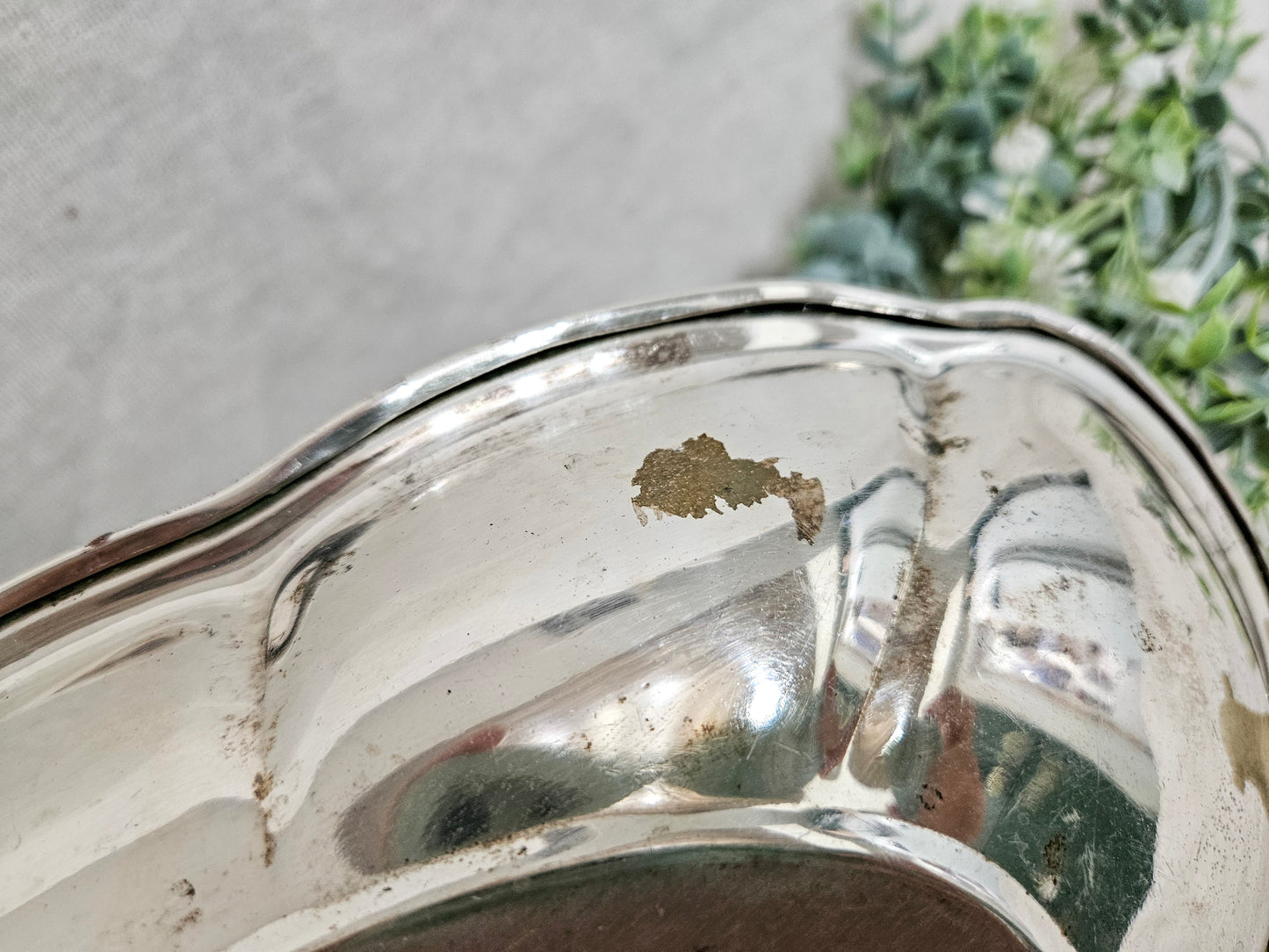 Vintage National Silver Co Silverplate Bread Tray 1950s Mid Century Hollowware Silver Over Copper Oval Serving Dish Tarnished Silver