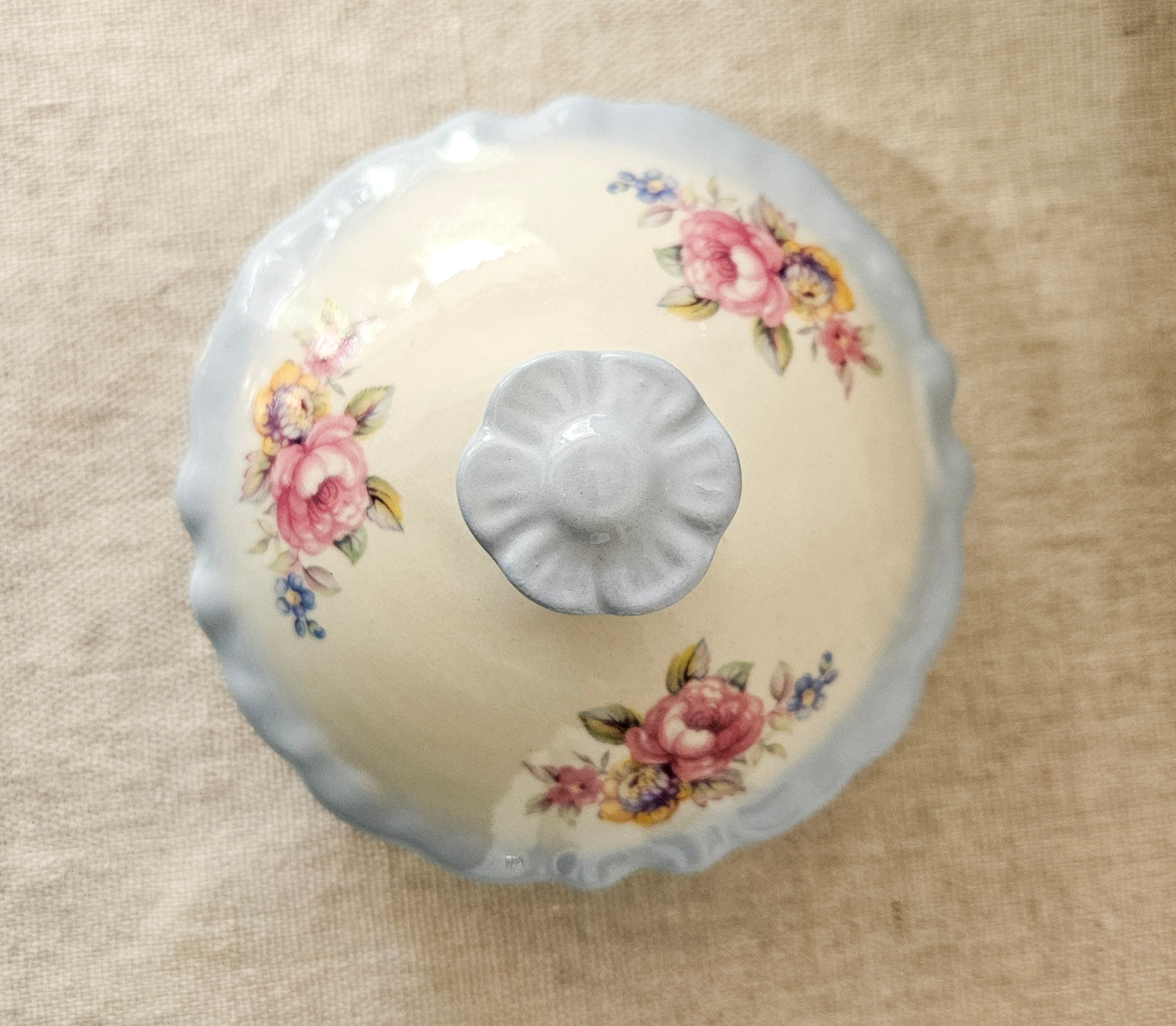 Vintage Powder Blue Floral Coffee Pot