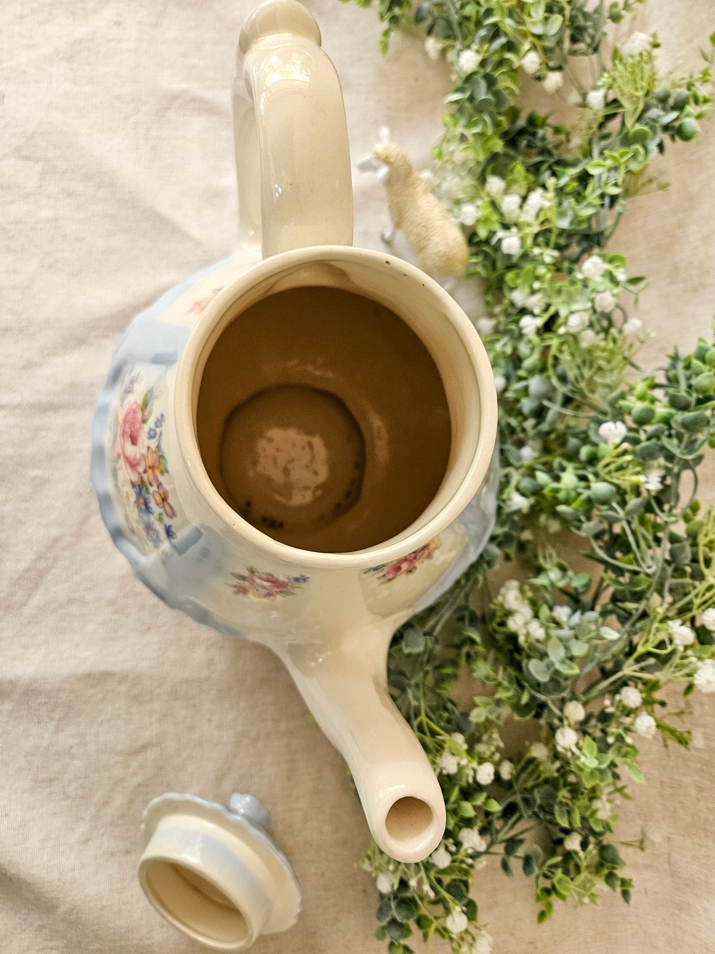 Vintage Powder Blue Floral Coffee Pot