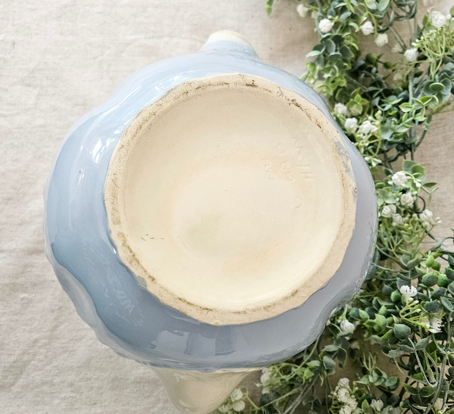 Vintage Powder Blue Floral Coffee Pot