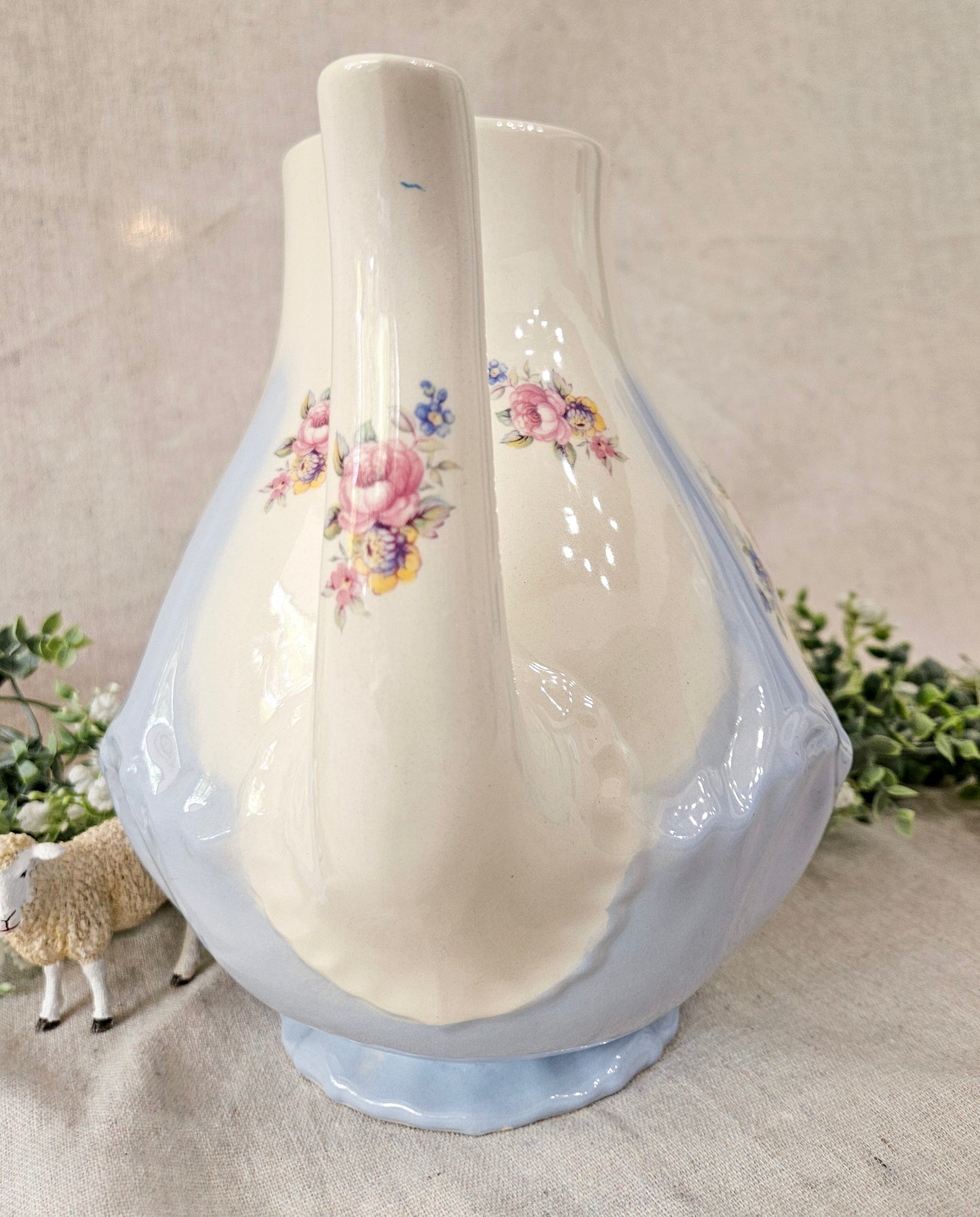 Vintage Powder Blue Floral Coffee Pot