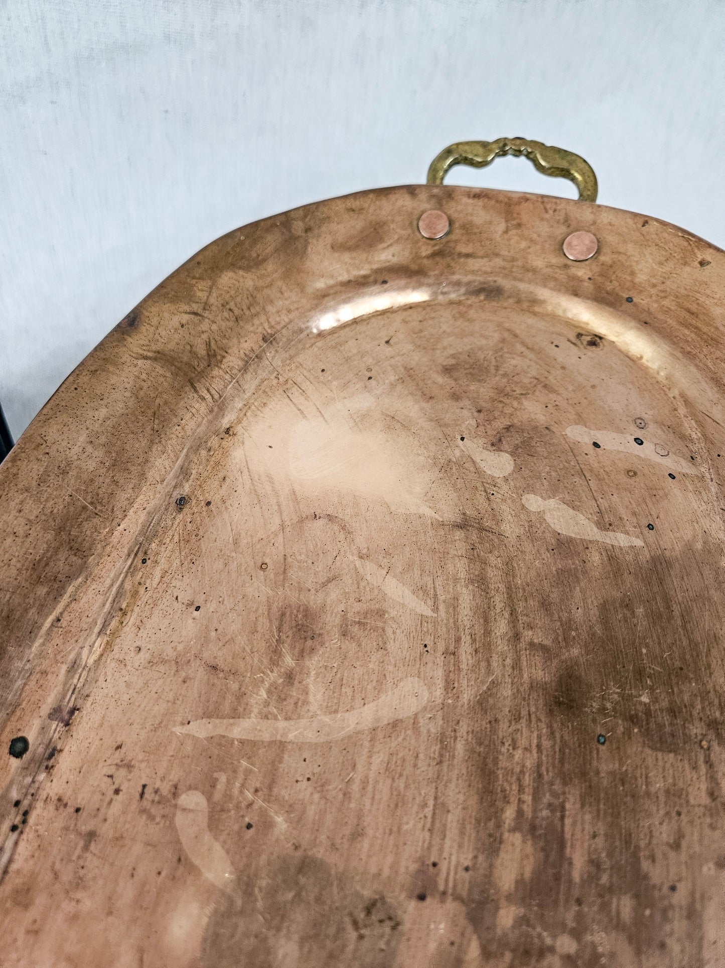 Hammered Copper Oval Serving Tray