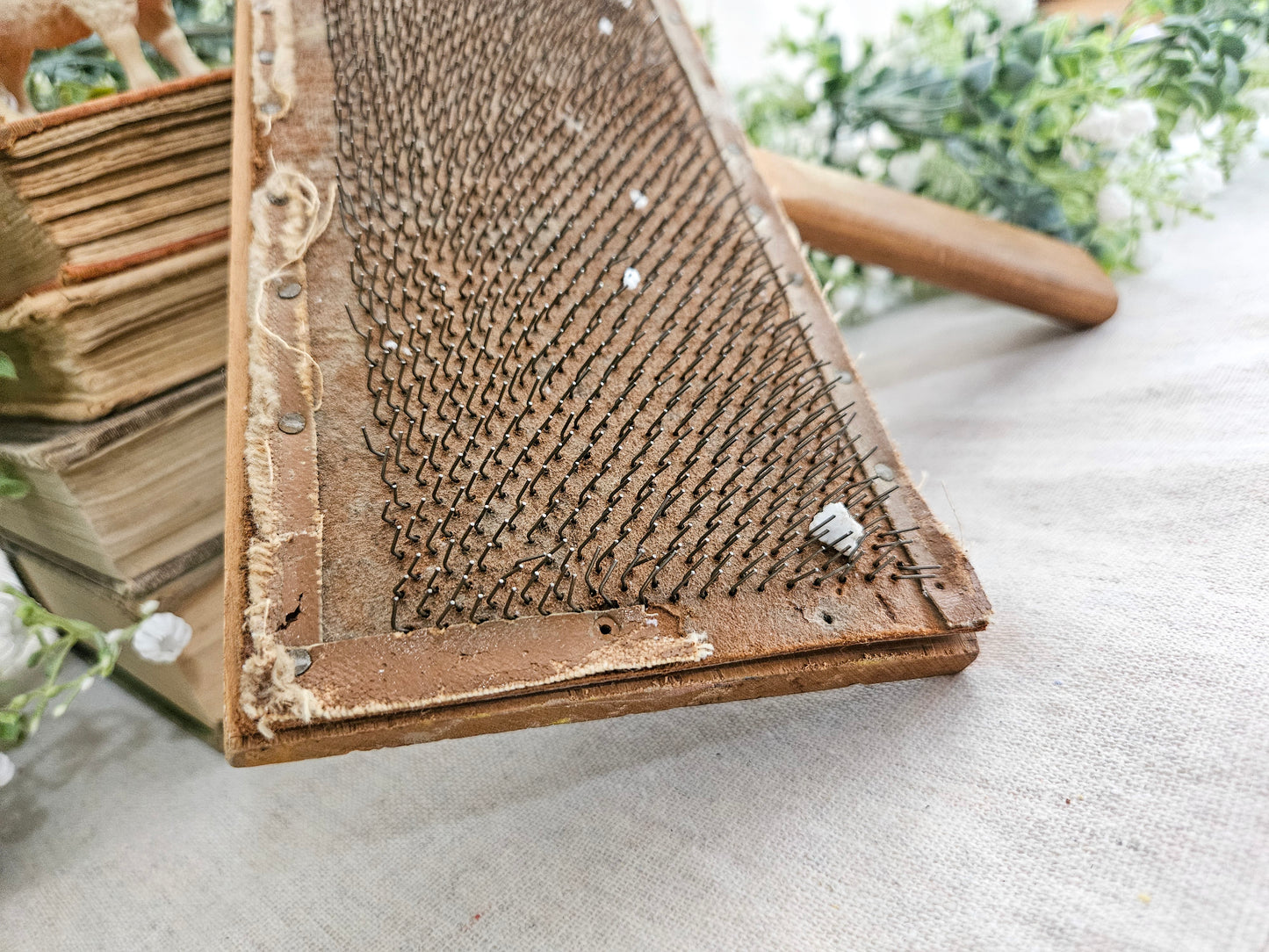 Antique Sheep Wool Carding Comb by Whittemore Farmhouse Decor