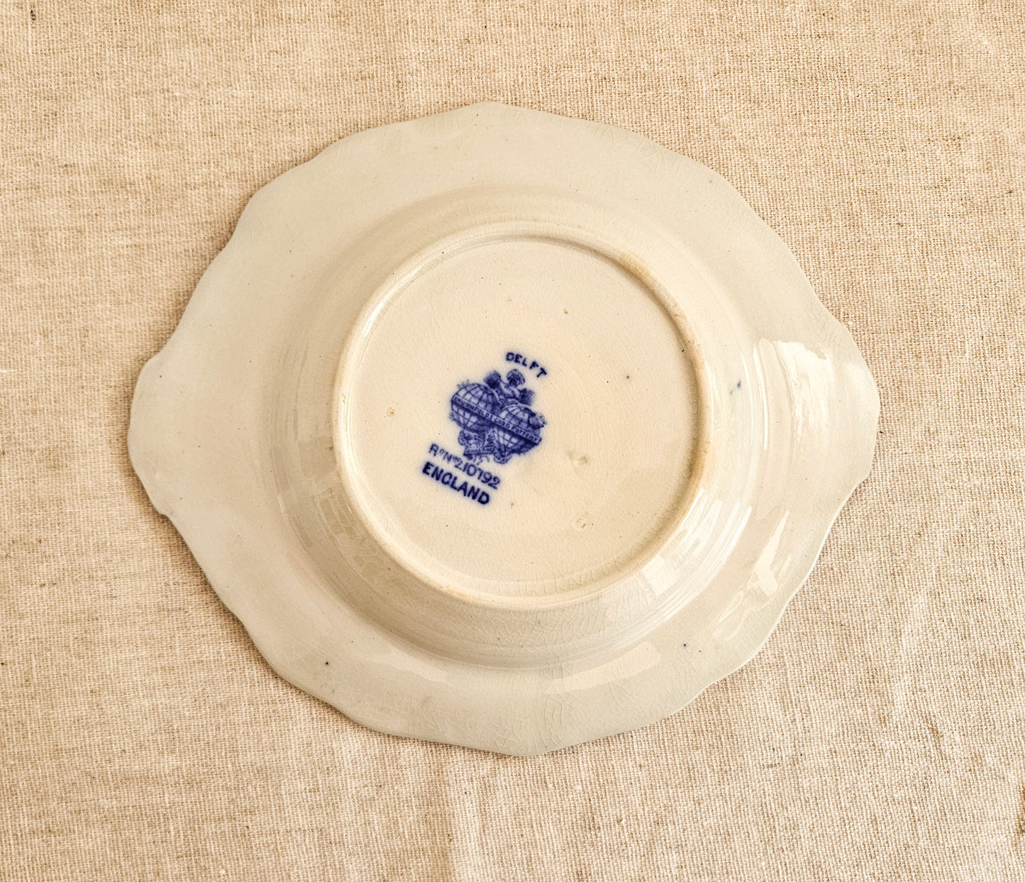 19th Century Victorian Delft Flow Blue Butter Dish with Drain Insert