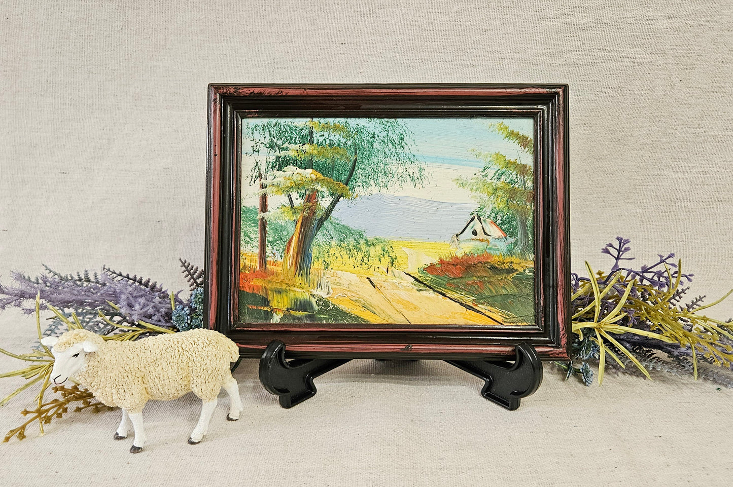 Miniature Oil on Board Framed Country Landscape Art