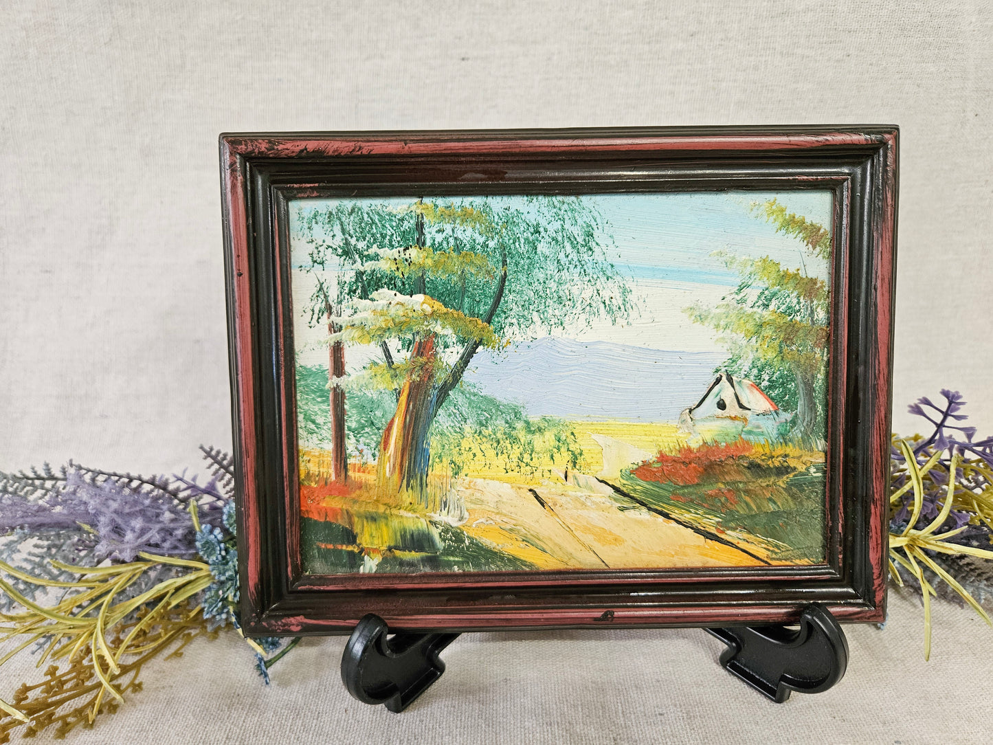 Miniature Oil on Board Framed Country Landscape Art