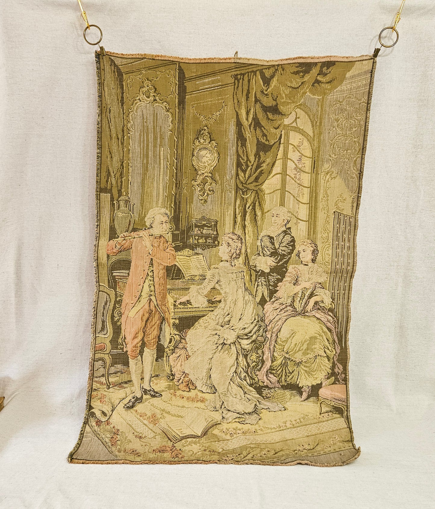 Antique Handmade French Figural Silk Tapestry