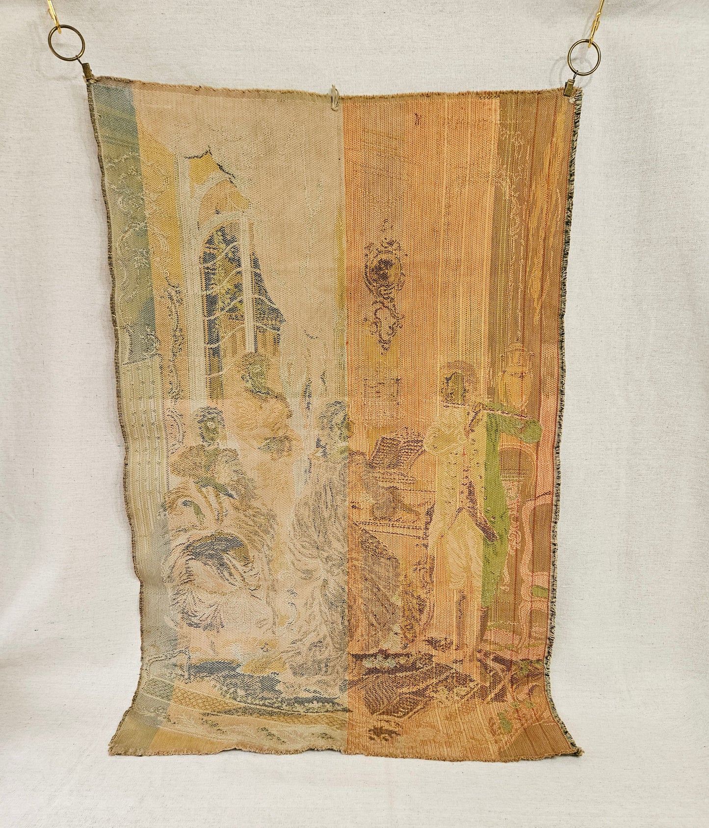 Antique Handmade French Figural Silk Tapestry