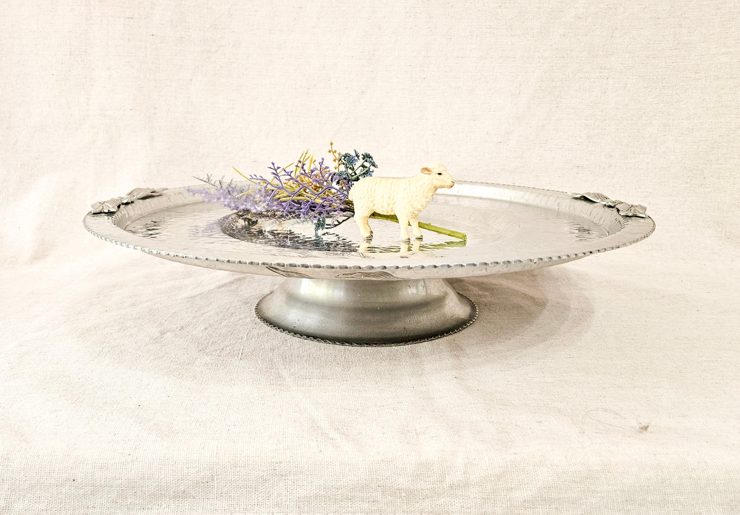 Hammered Aluminum Lazy Susan by Rodney Kent - Tulip Pattern 1950's