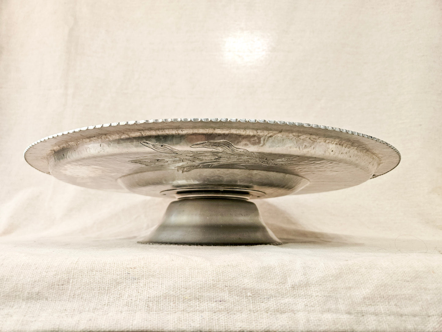 Hammered Aluminum Lazy Susan by Rodney Kent - Tulip Pattern 1950's