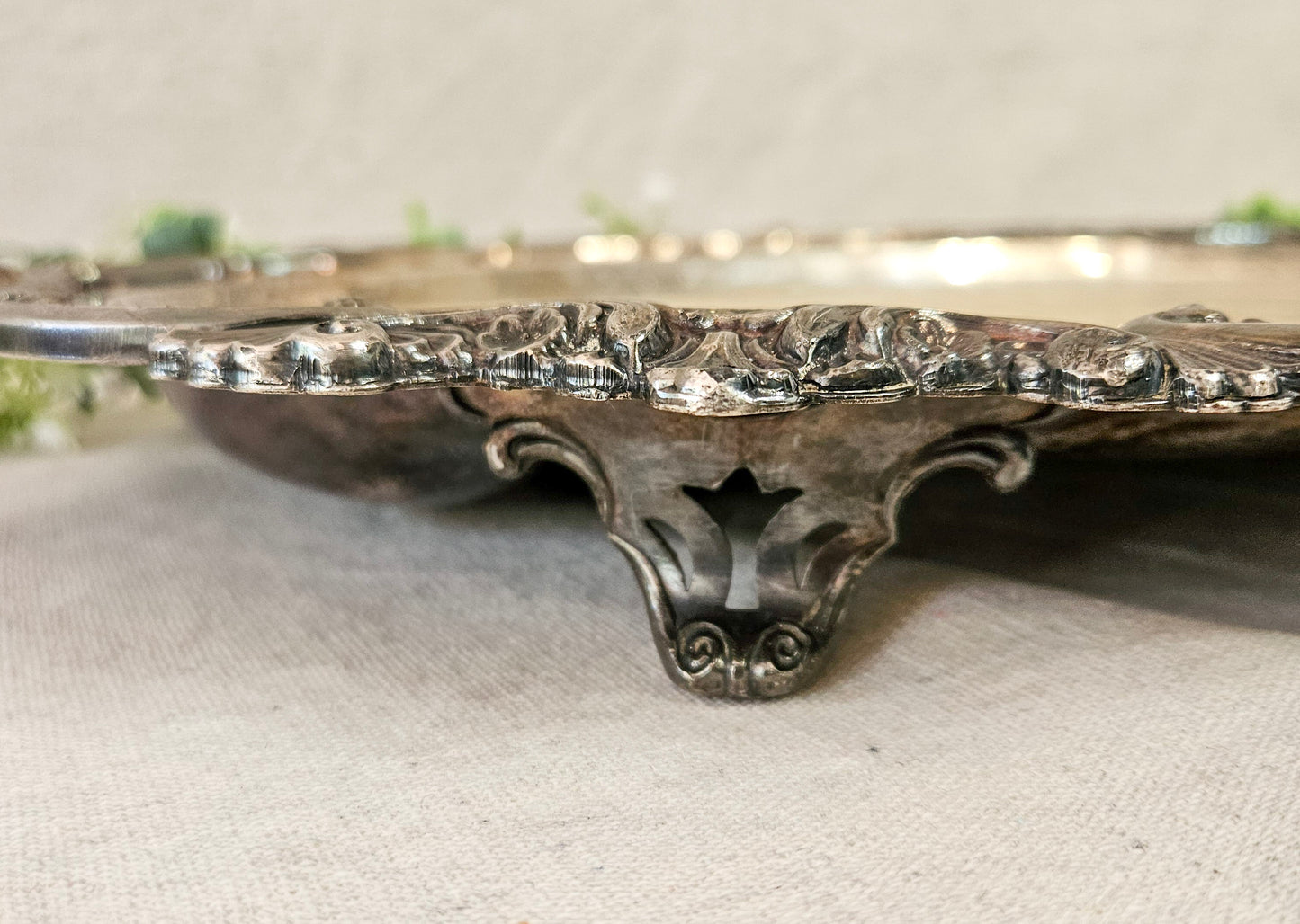 Silver on Copper Oval Footed Meat Tray